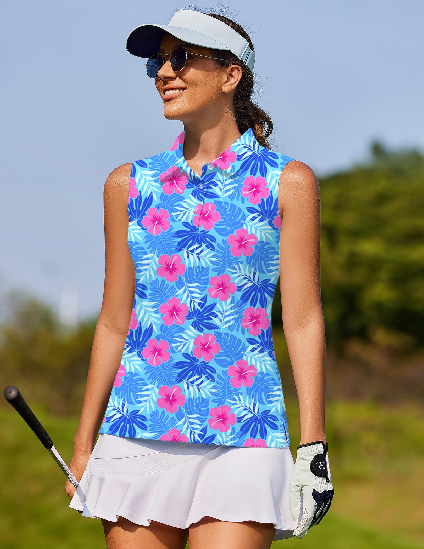 Vivid Bloom flower-Women's golf Sleeveless shirt