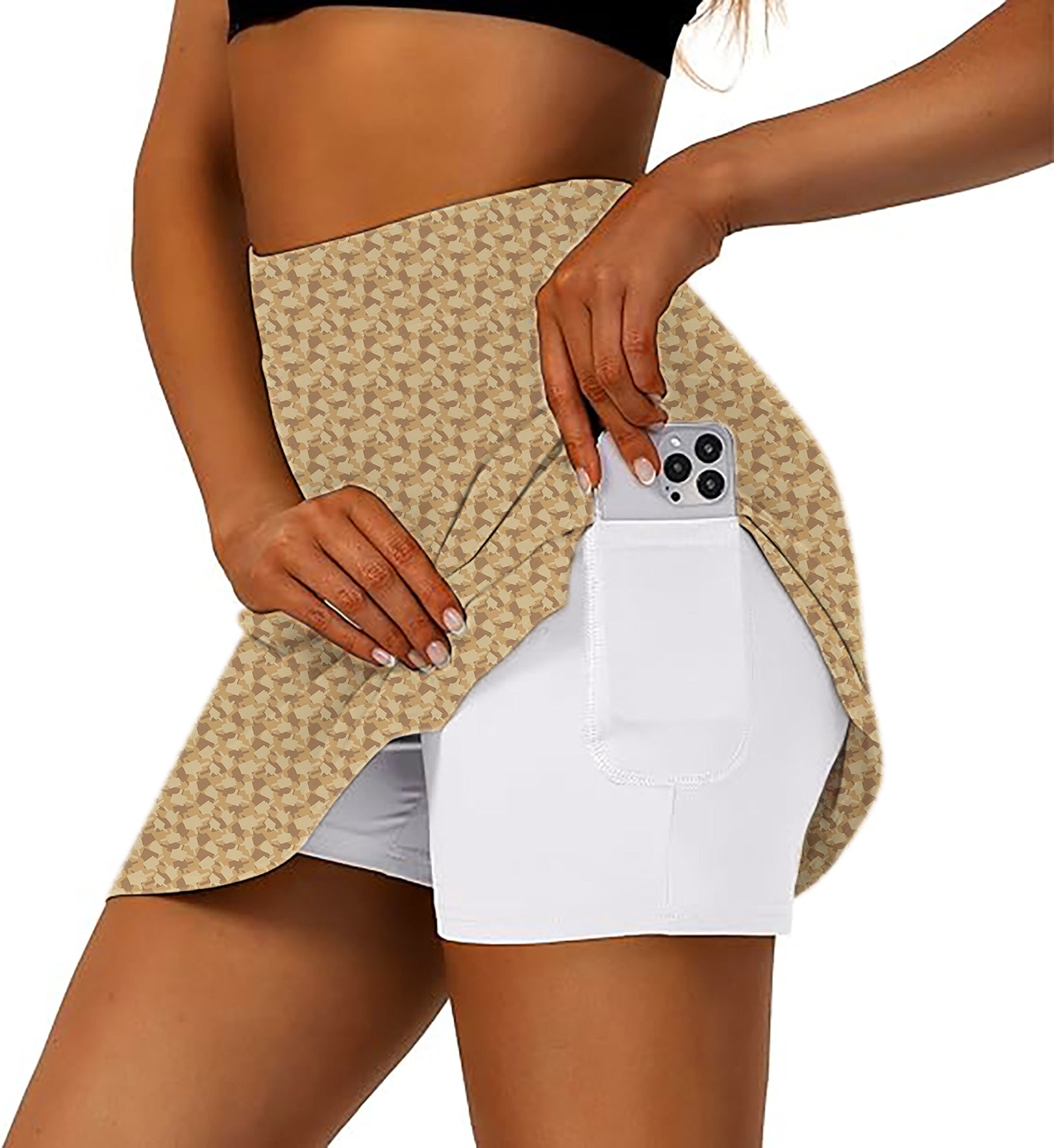 Women's Middle Finger Funny Golf Skirts Inner Shorts Pocket