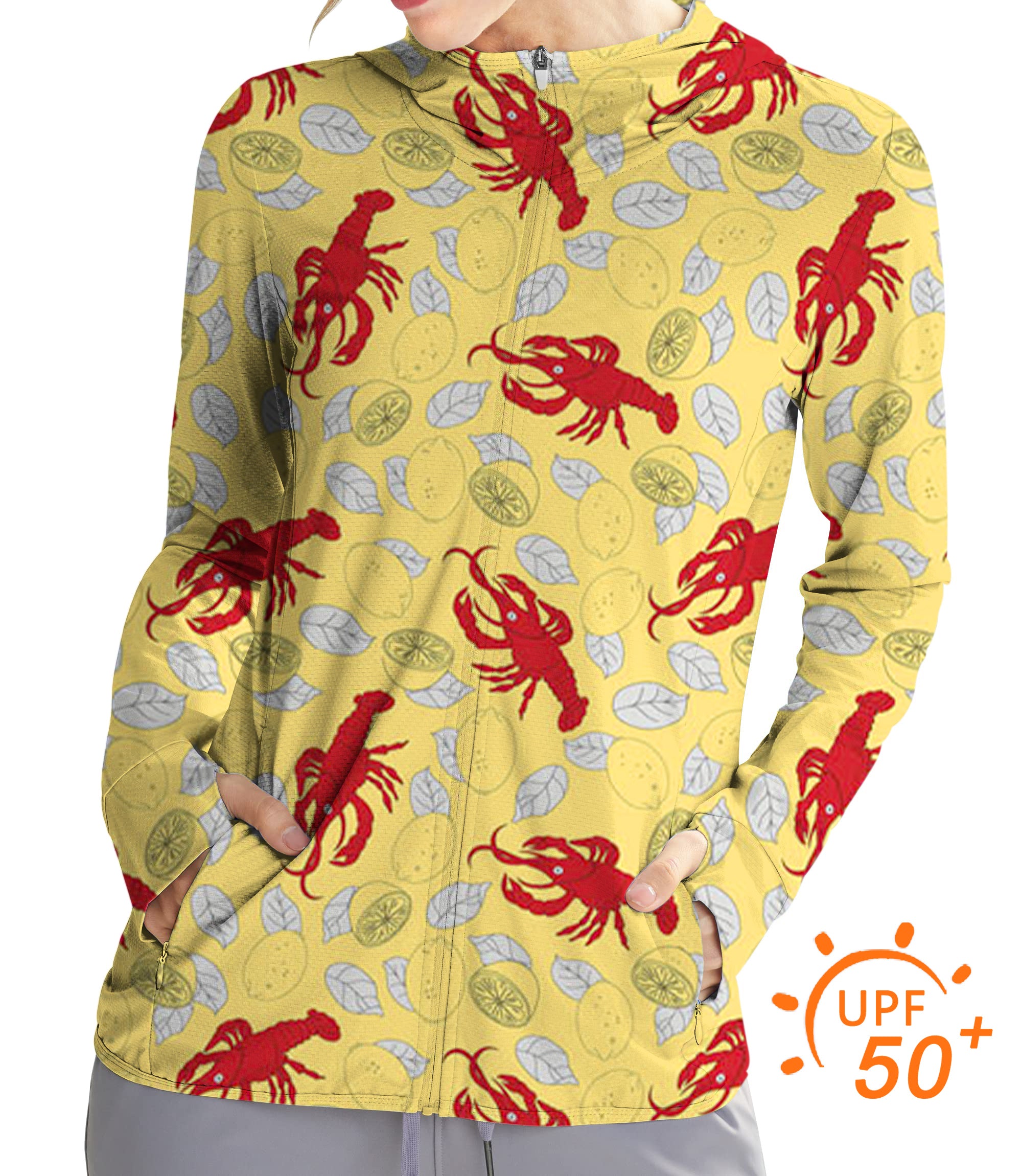 Women's Outdoor Yellow-Crawfish-Lemon Golf Sun Protection Slim Fit zip hoodies