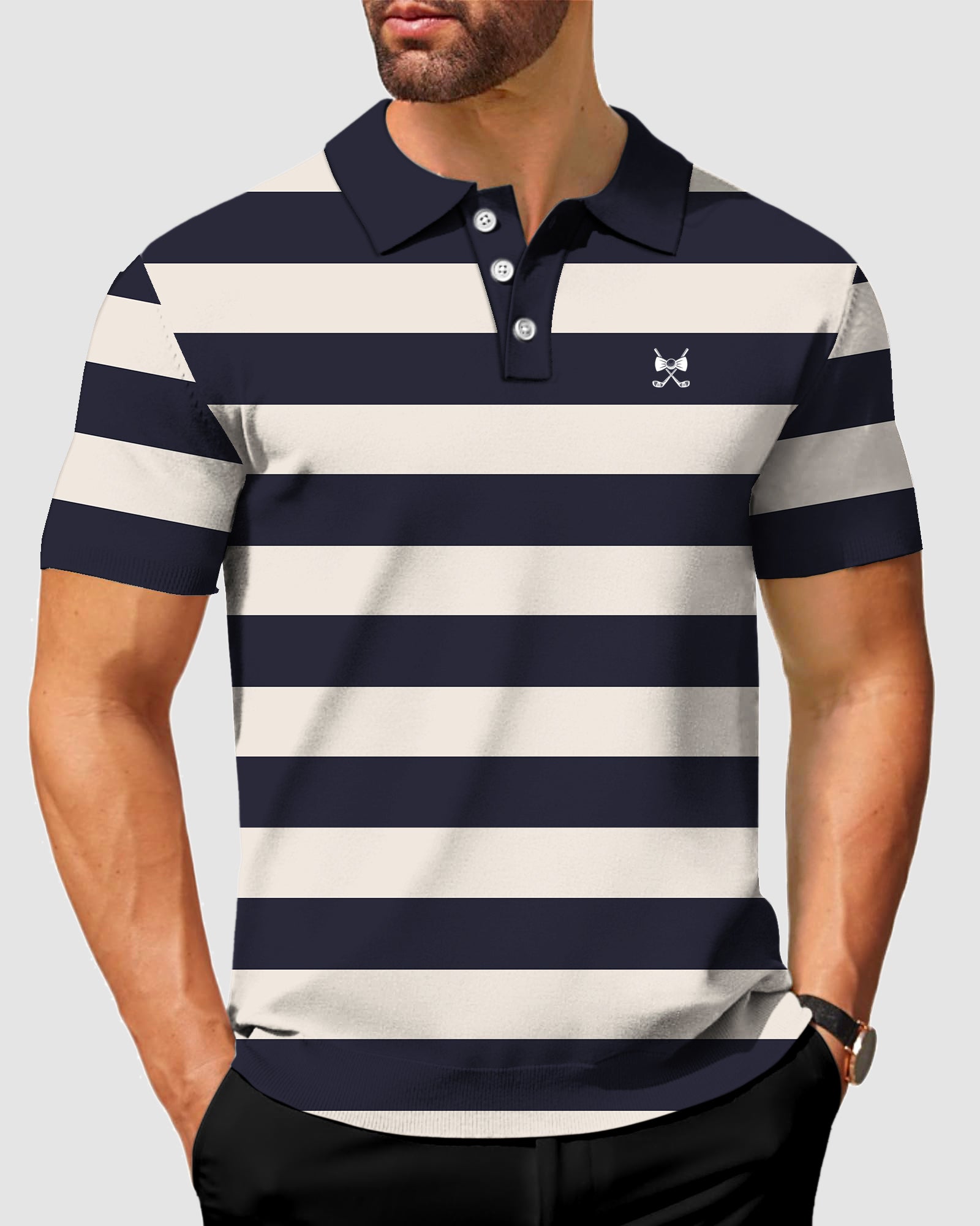 Men's Atlantic Stripes Hamster Golf Polo