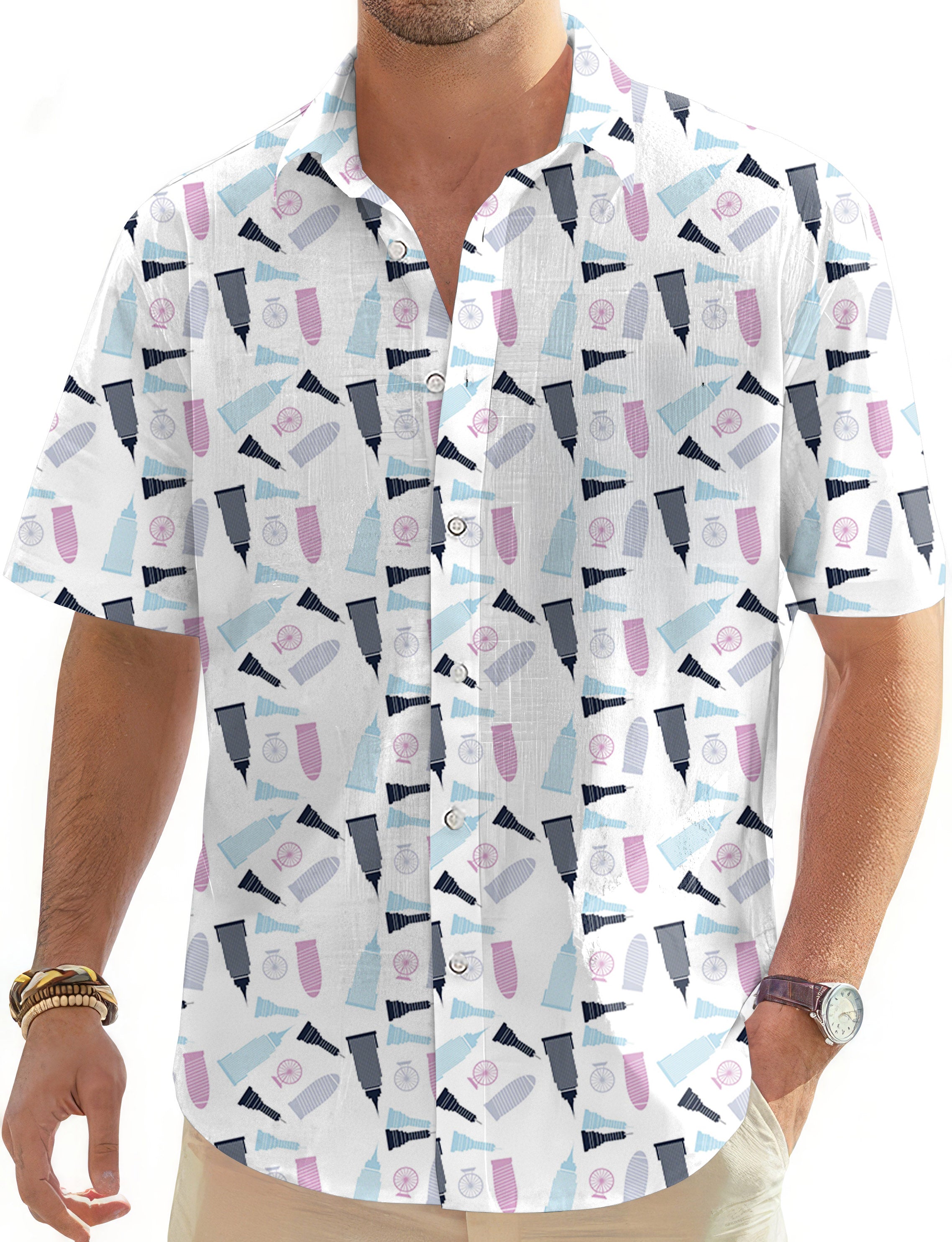 limited edition Empire State Building-Men's Golf Hawaiian Shirts Button Down Shirt