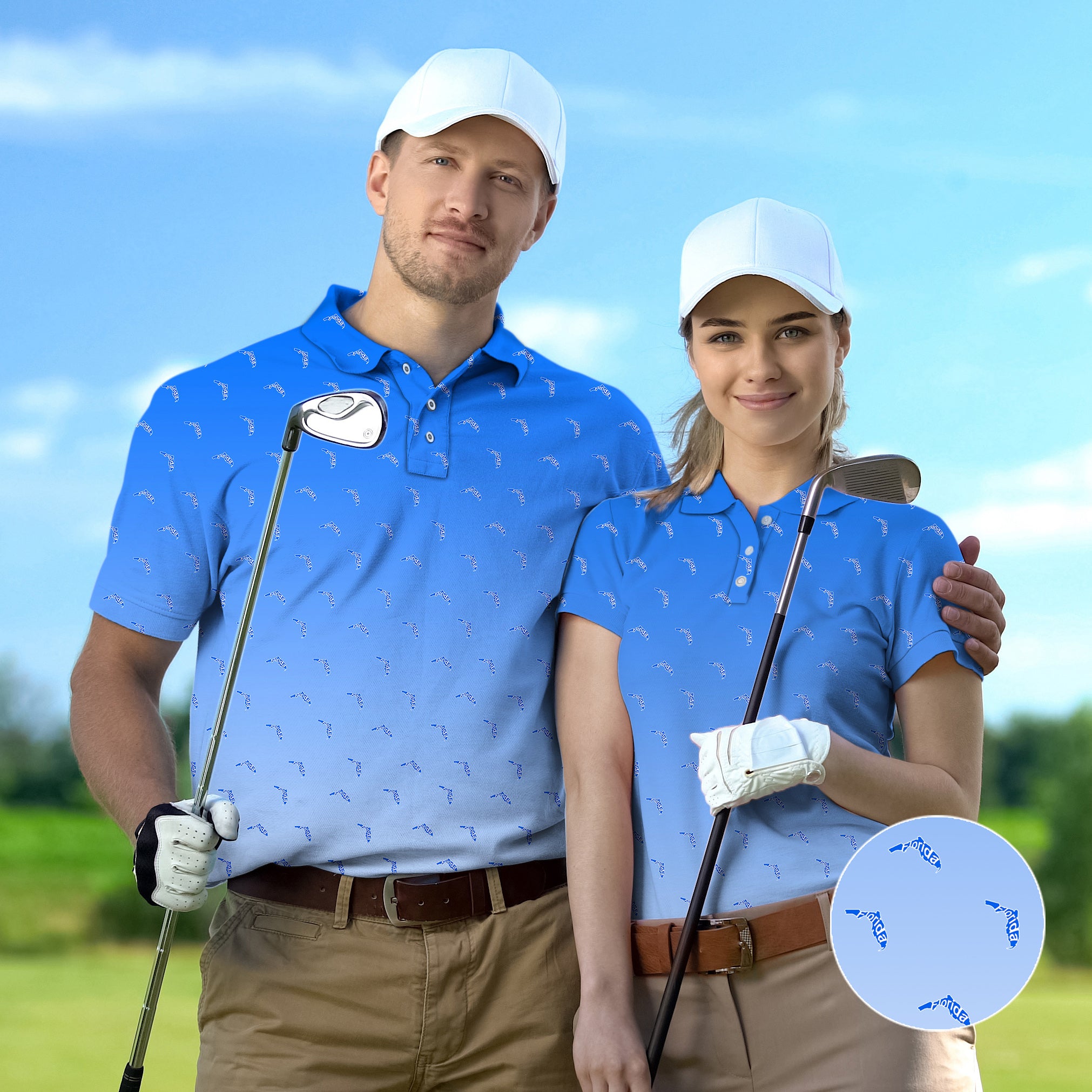 Couple Blue Florida set Golf Championship Trophy tournament