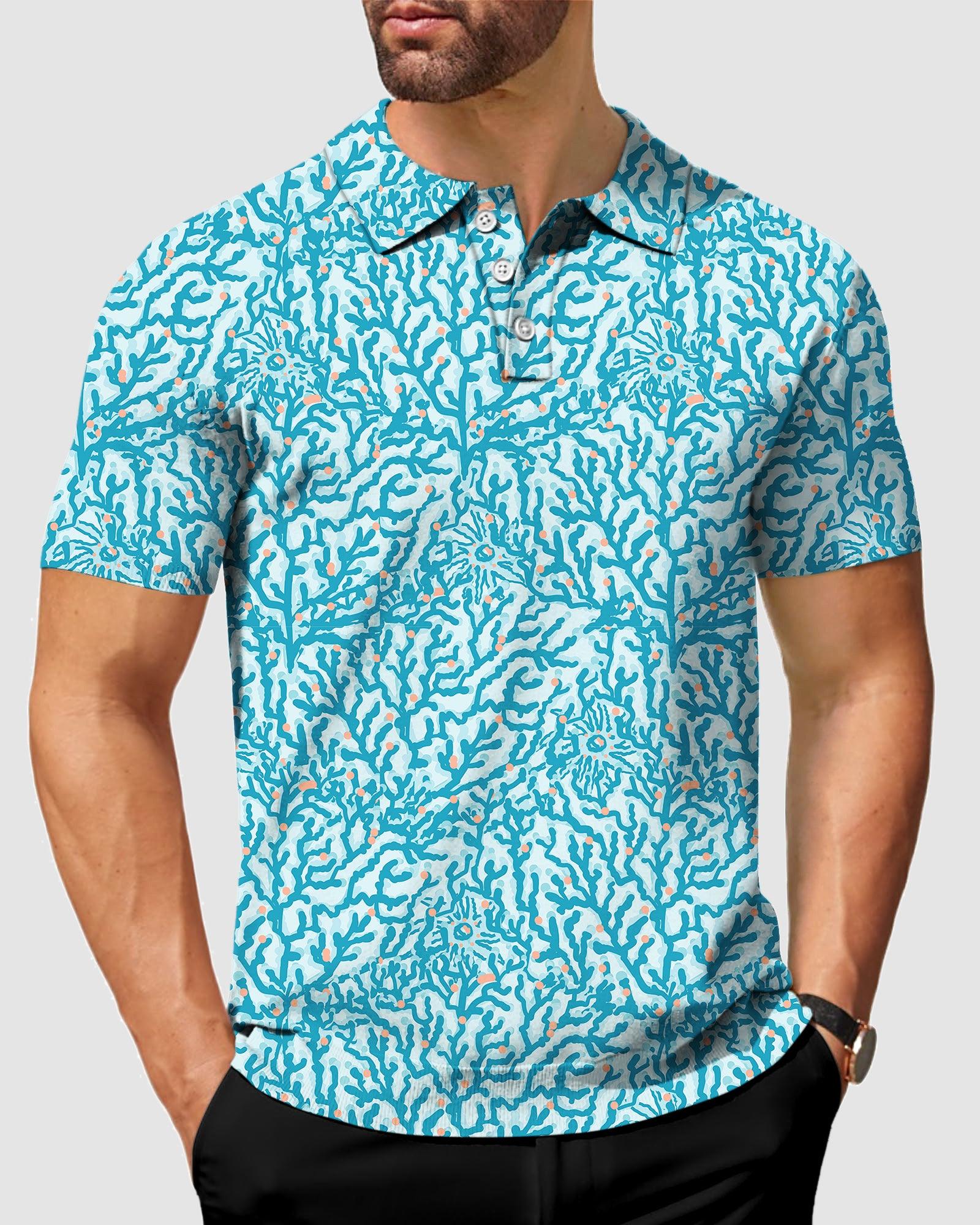 Electric Corals Men's golf polo