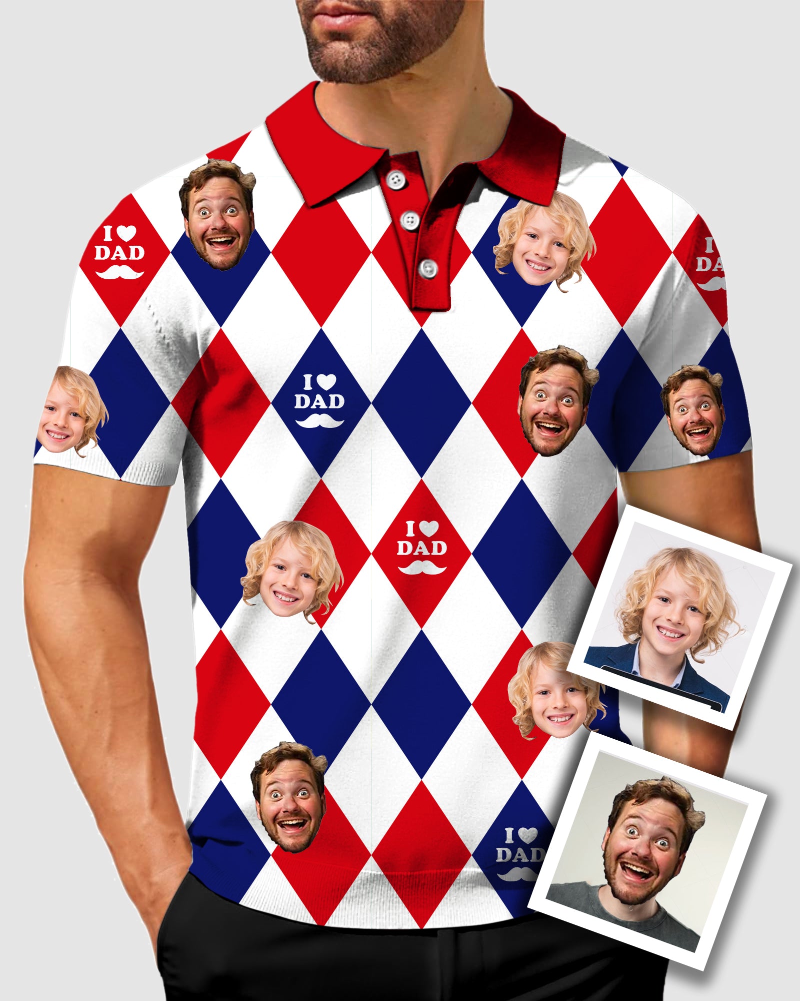 Men's To My Dad Custom Face Men's Golf Polo Father's Day Gift Polo