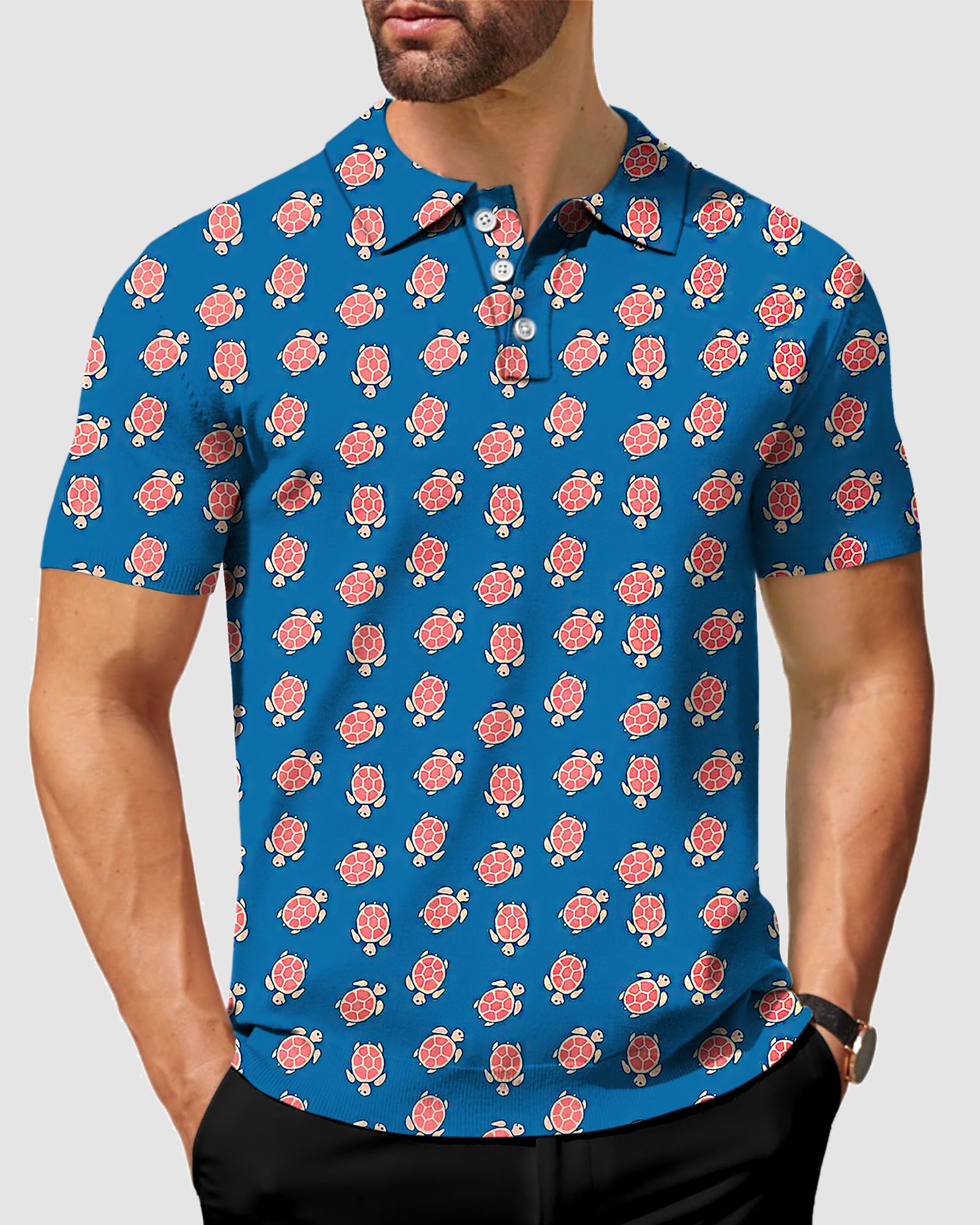 Blue and Turtle Men's golf polo