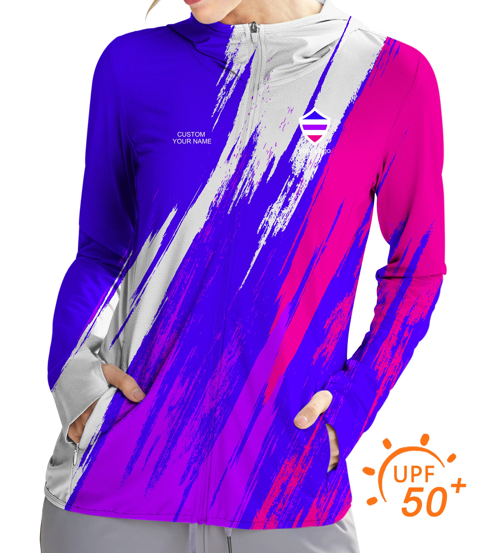 Women's Outdoor blue purple pink sport Team Golf Sun Protection Slim Fit zip hoodies