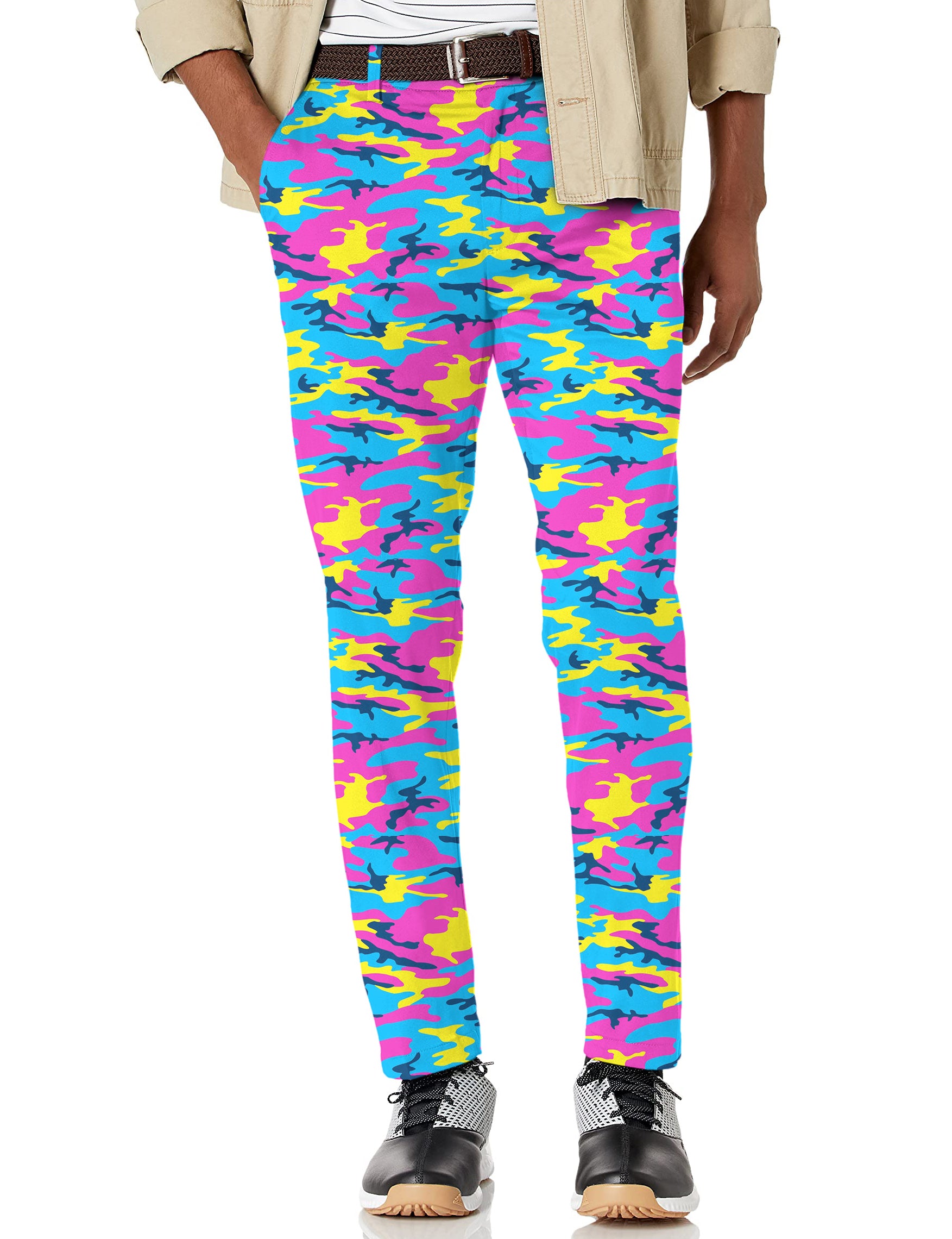Men's Neon Camo Stretch Golf pants trousers