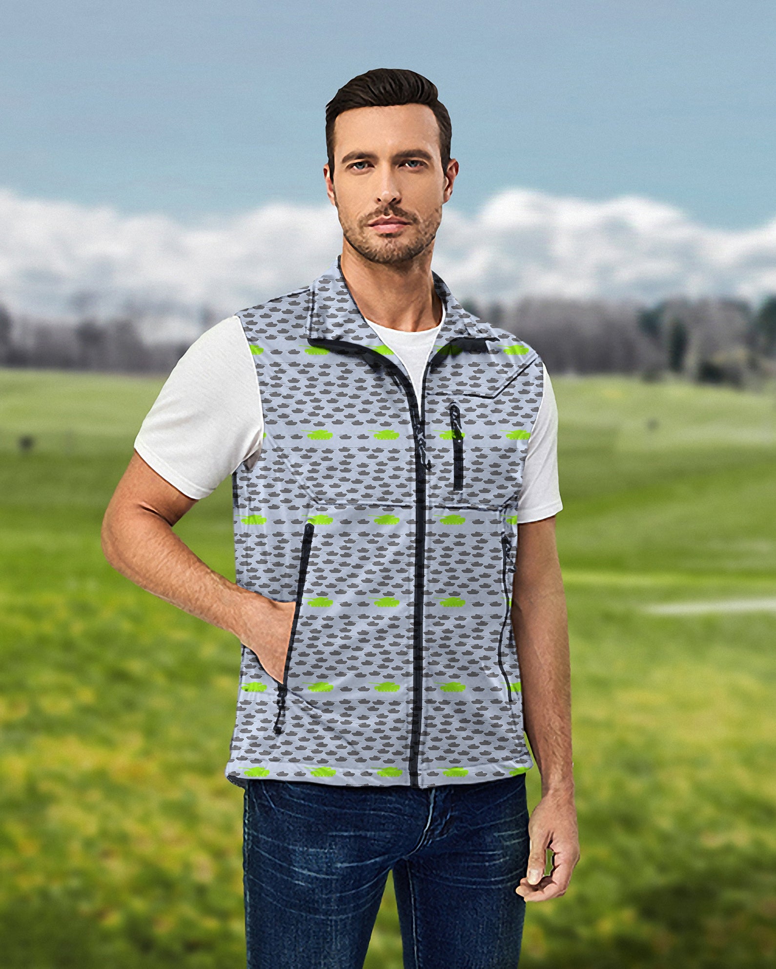 Men's Tank Group Lightweight Softshell Vest Sleeveless Jacket for Golf