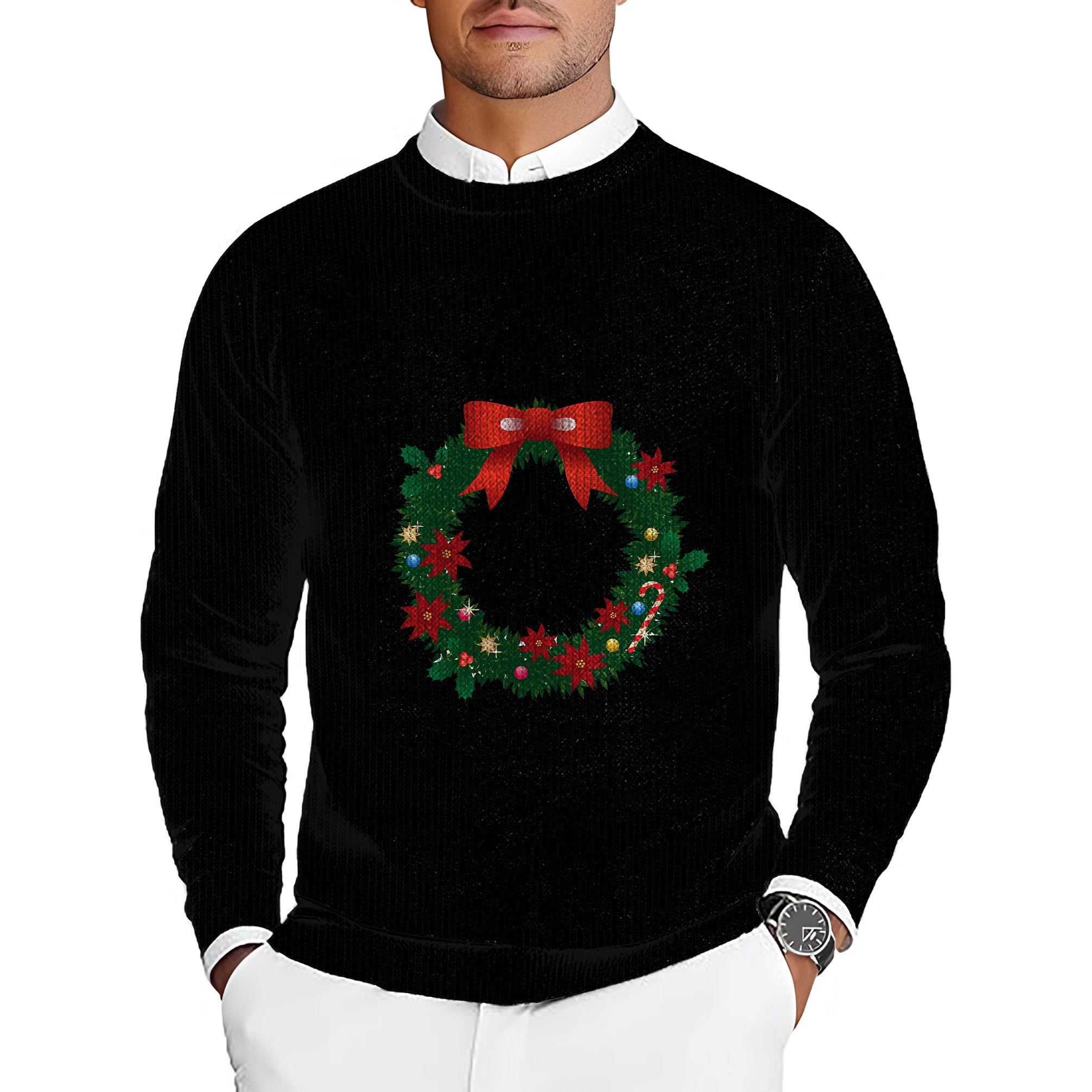 Marry Christmas Men's Golf Crewneck Pullover Sweaters Ugly Sweater