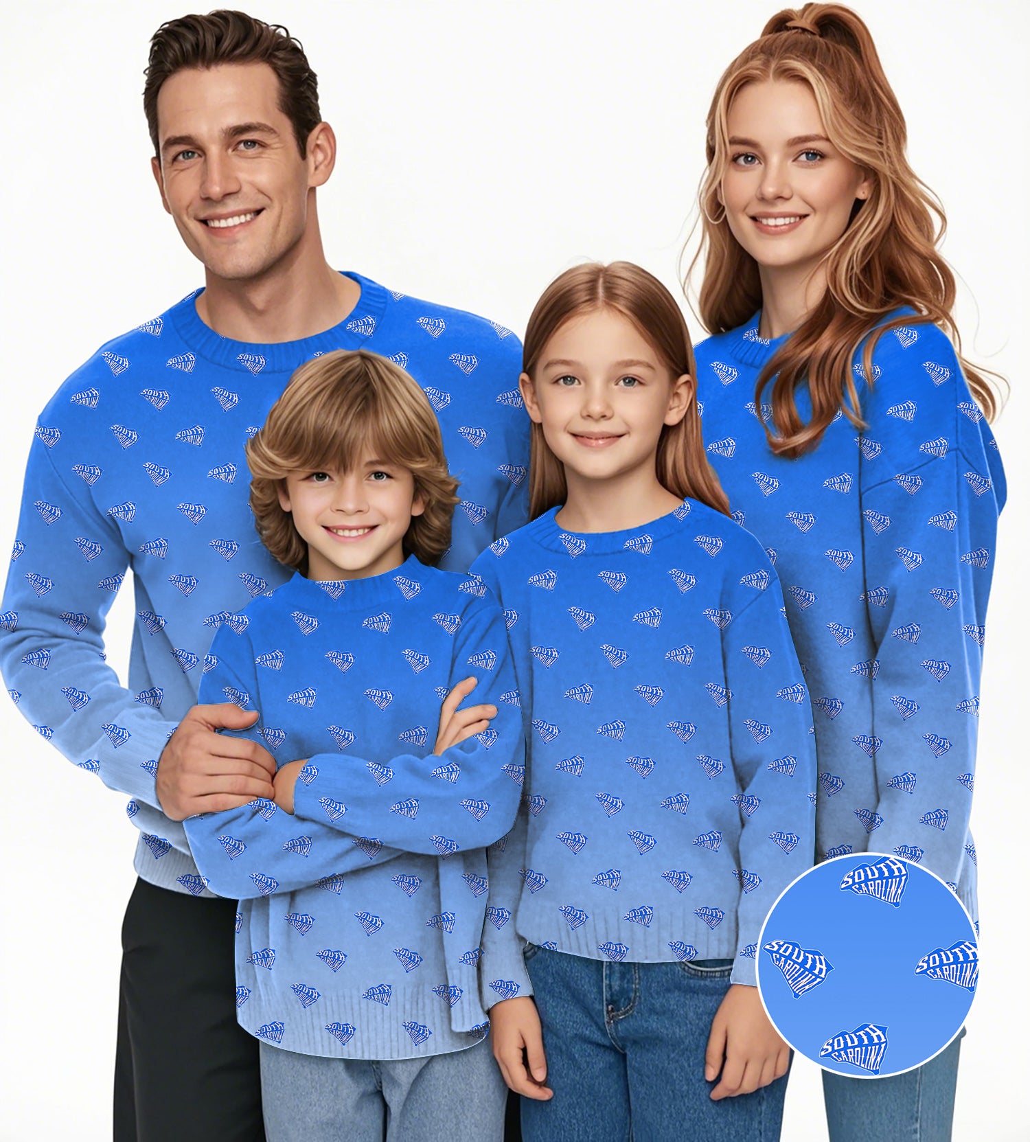 Blue South Carolina Crewneck Pullover Ugly Sweater Men Women boy girl family