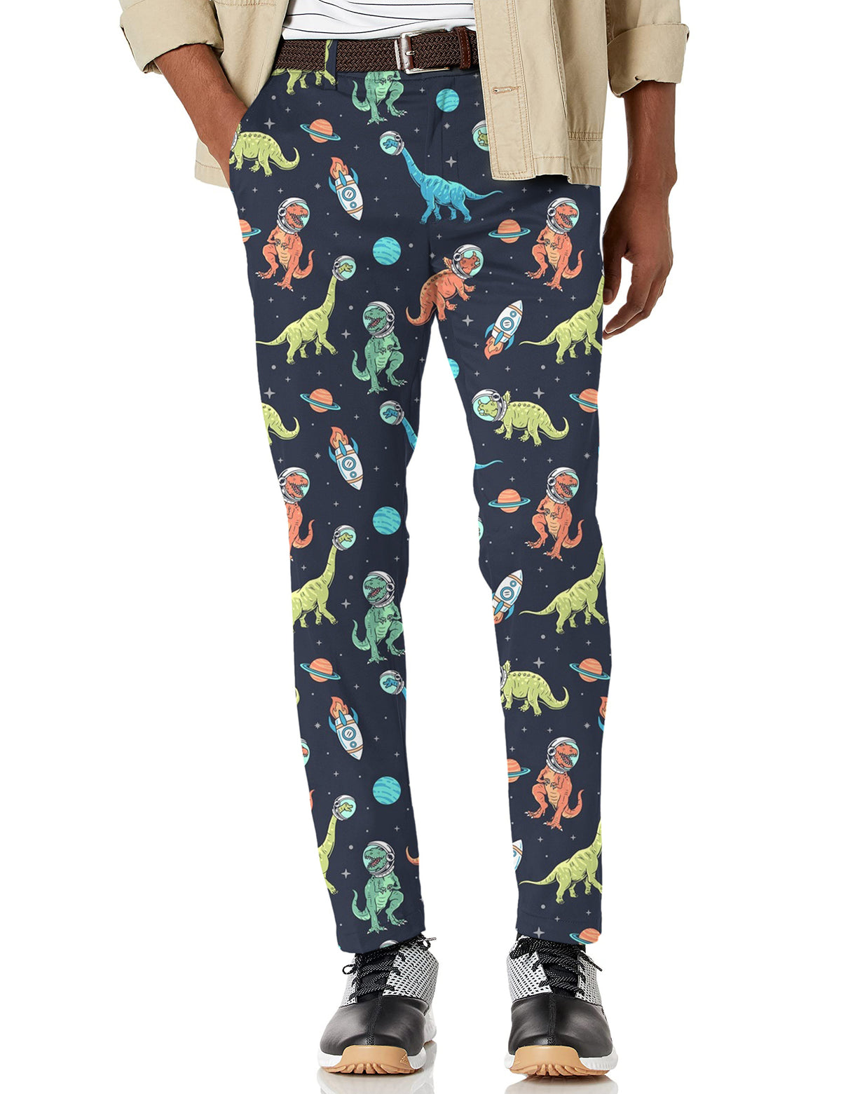 Men's Space Dinosaur Stretch Golf Pants - Performance & Style