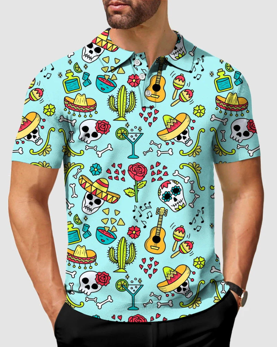 Golf Polo Couple Family set Fiesta Time Skull flower