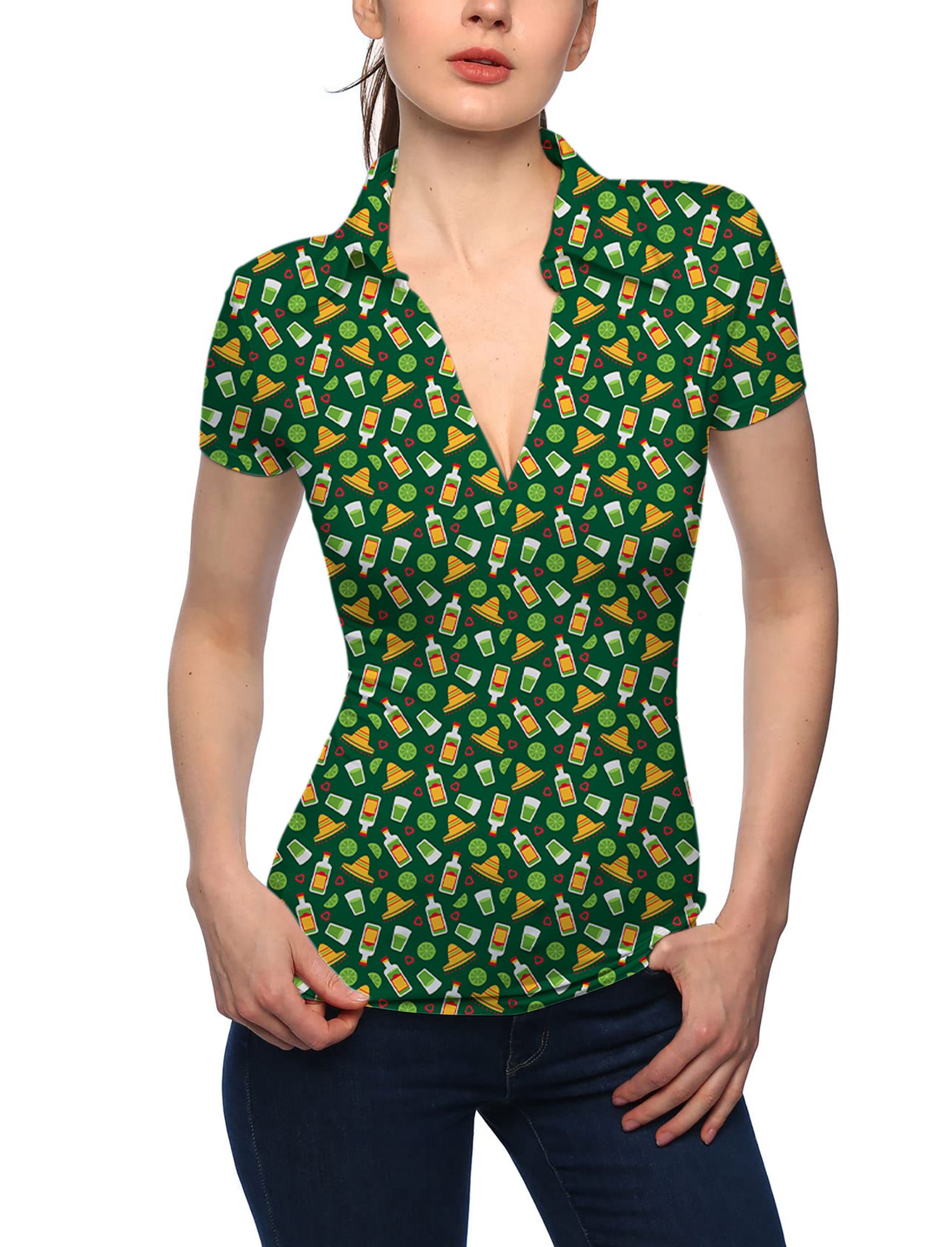 Women's LEMON CHELADA V Neck Golf Polo