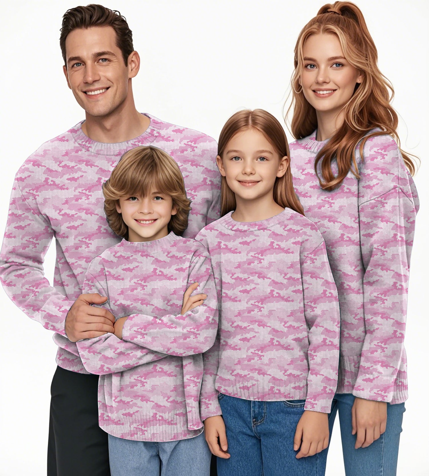 PINK HEX CAMO Crewneck Pullover Ugly Sweater Men Women boy girl family