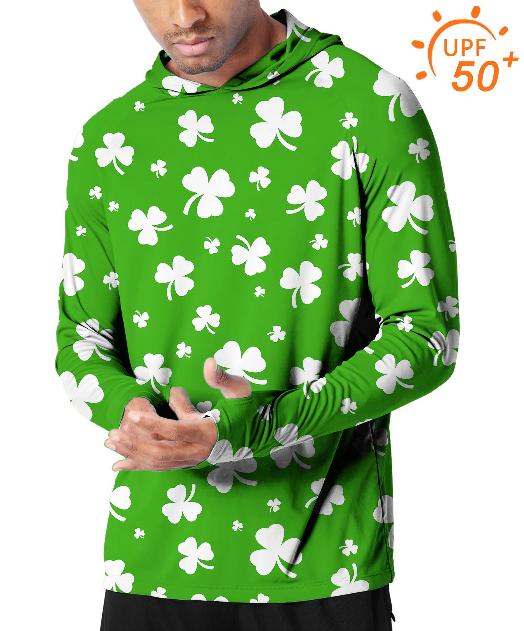 Men's Outdoor Leaf clover St. Patrick's Day Golf Sun Protection Slim Fit  hoodies