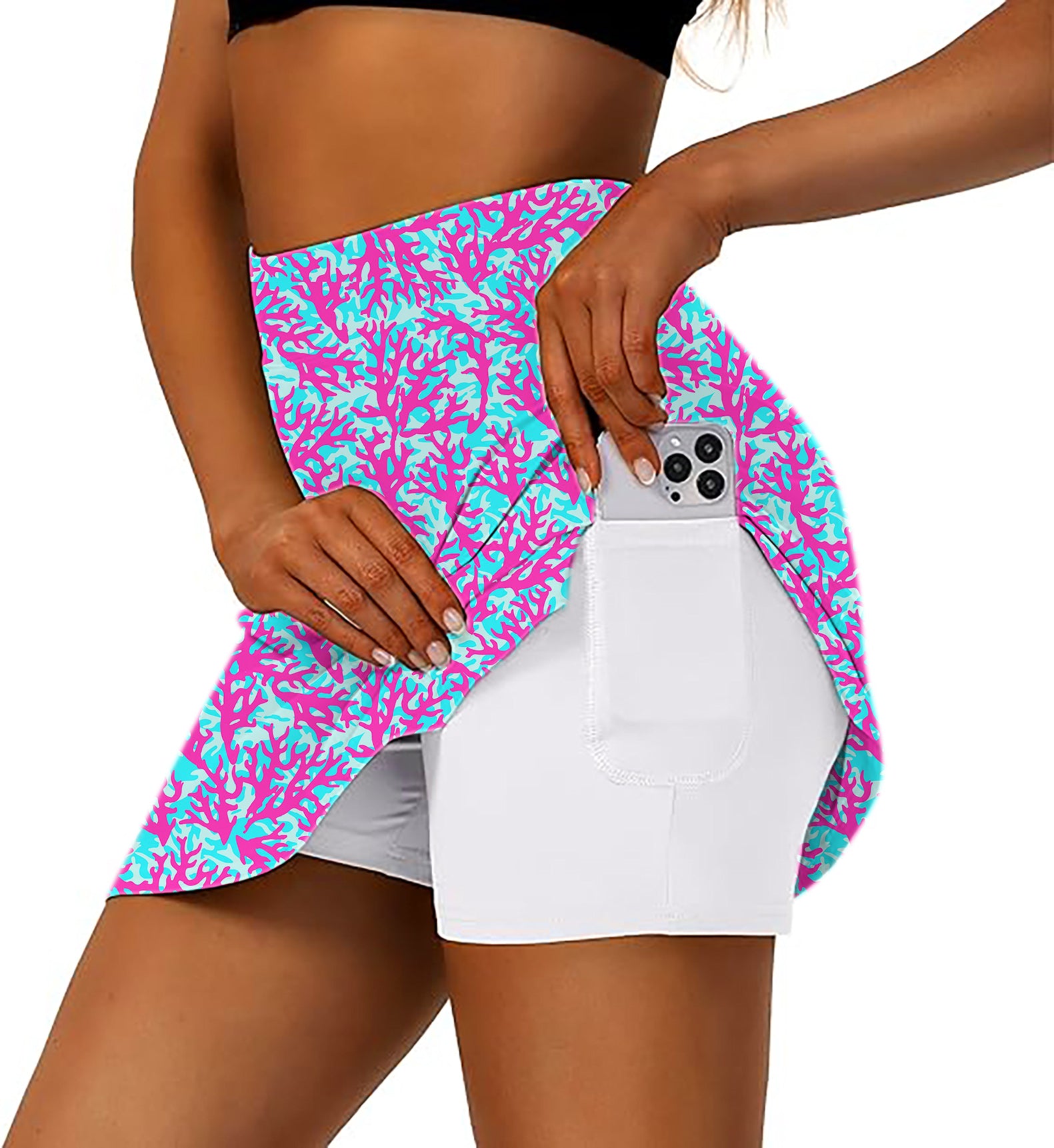 Women's Coral Reef Golf Skirts Inner Shorts Pocket