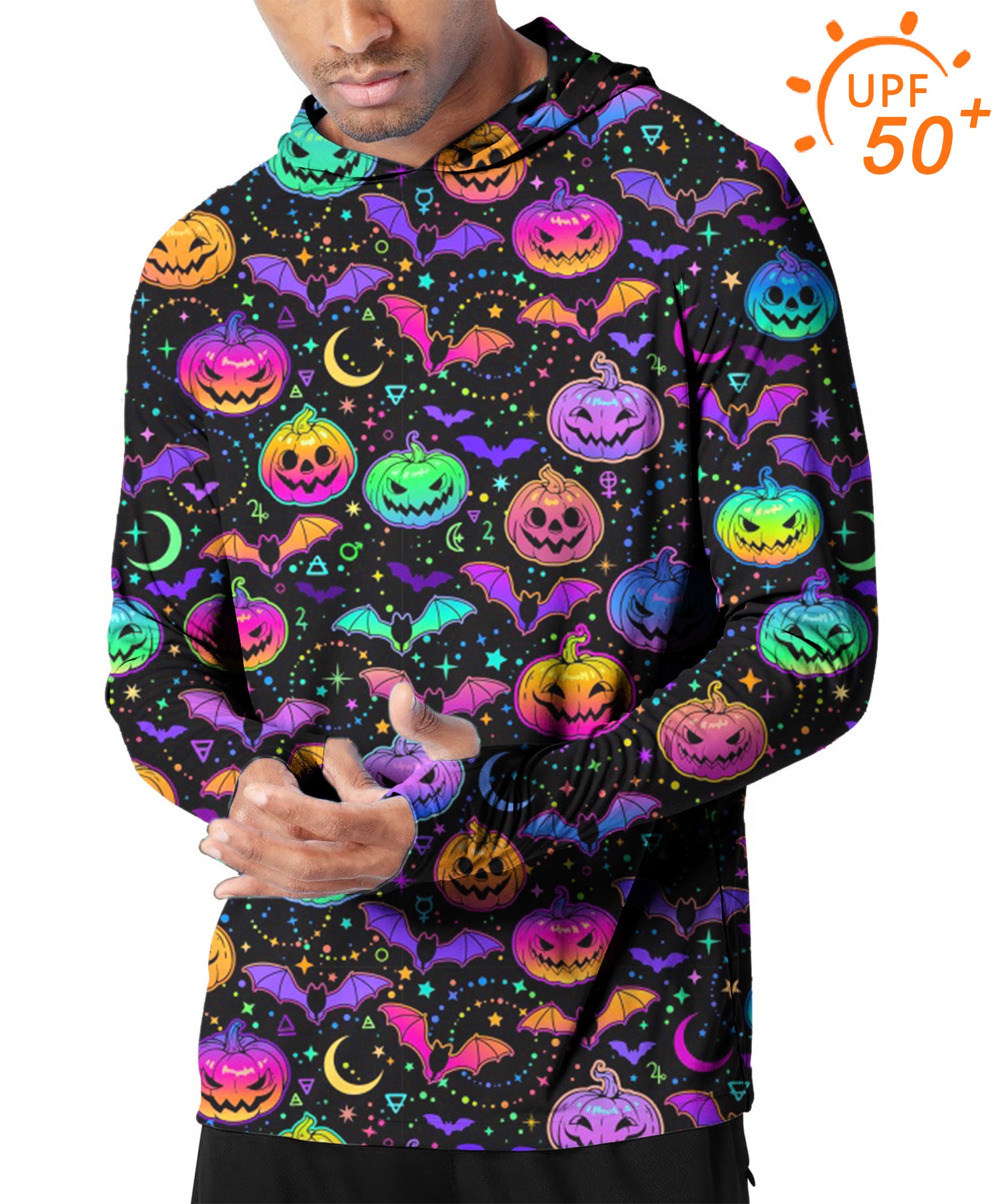 Men's Outdoor Neon Halloween Pumpkin Golf Sun Protection Slim Fit hoodies