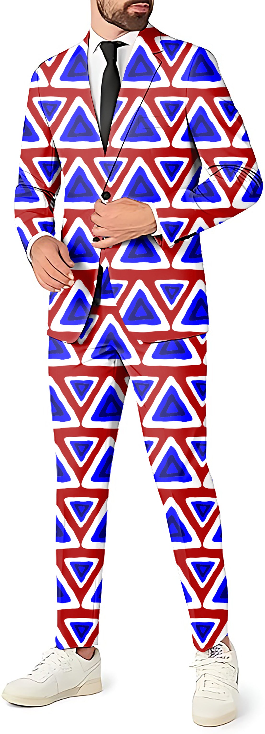 Triangle tribal Men's Party Costumes-Theme Party 2 or 3pcs Suit set-Blazer Pants & Vest