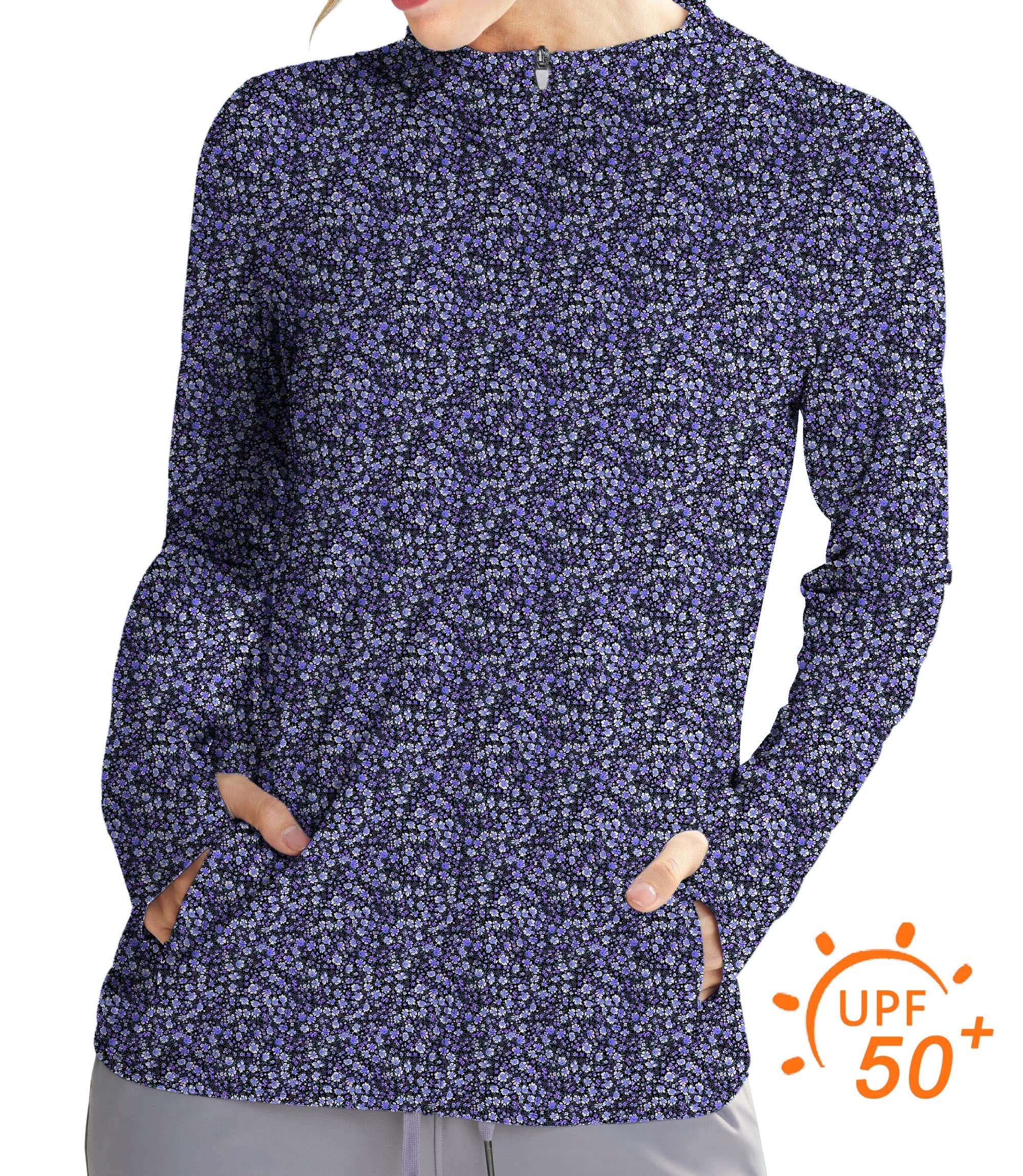 Women's Outdoor Flowers Golf Sun Protection Slim Fit zip hoodies