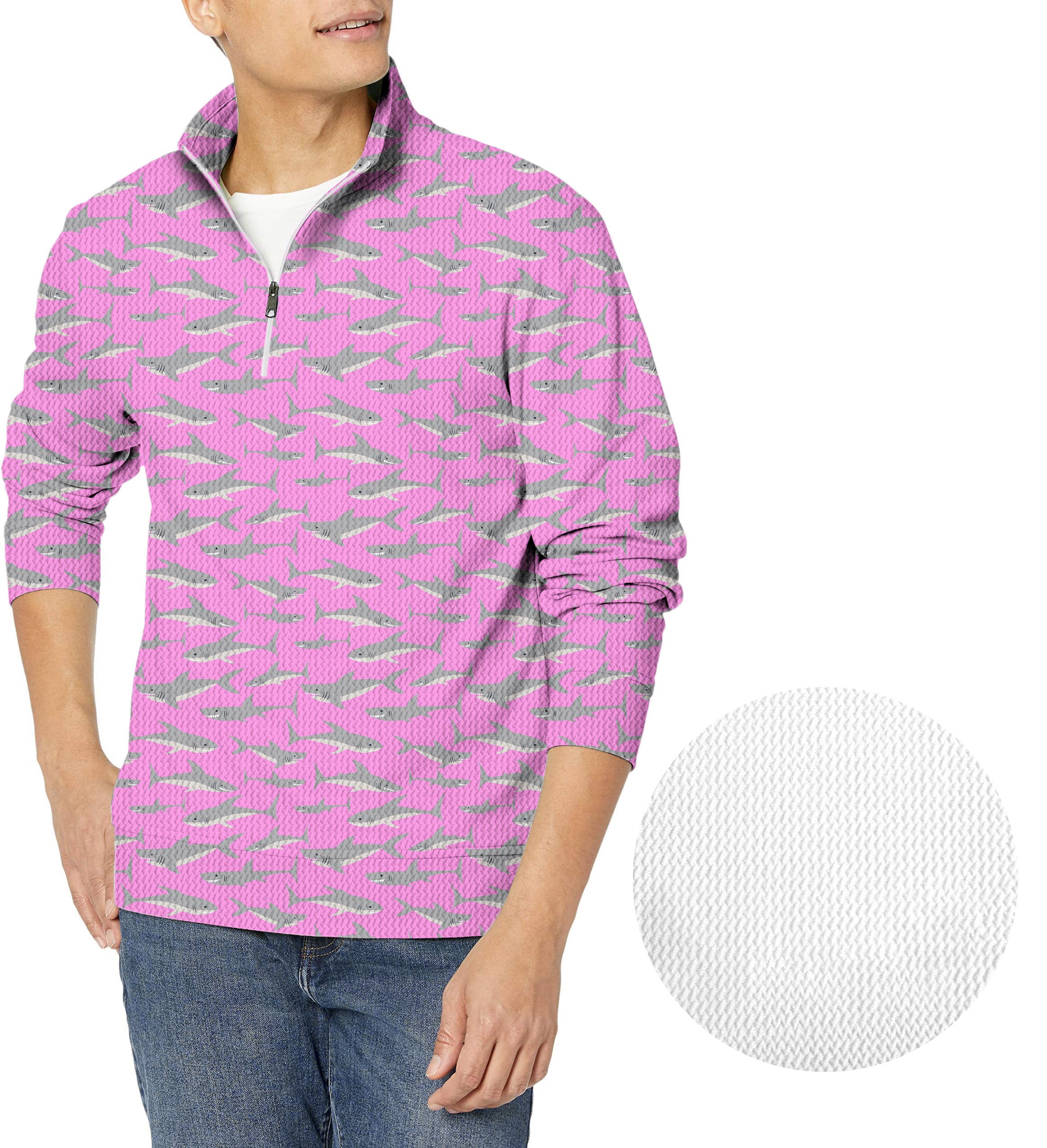 Pink Sharks-Men's Golf Waffle Zipper Pullover