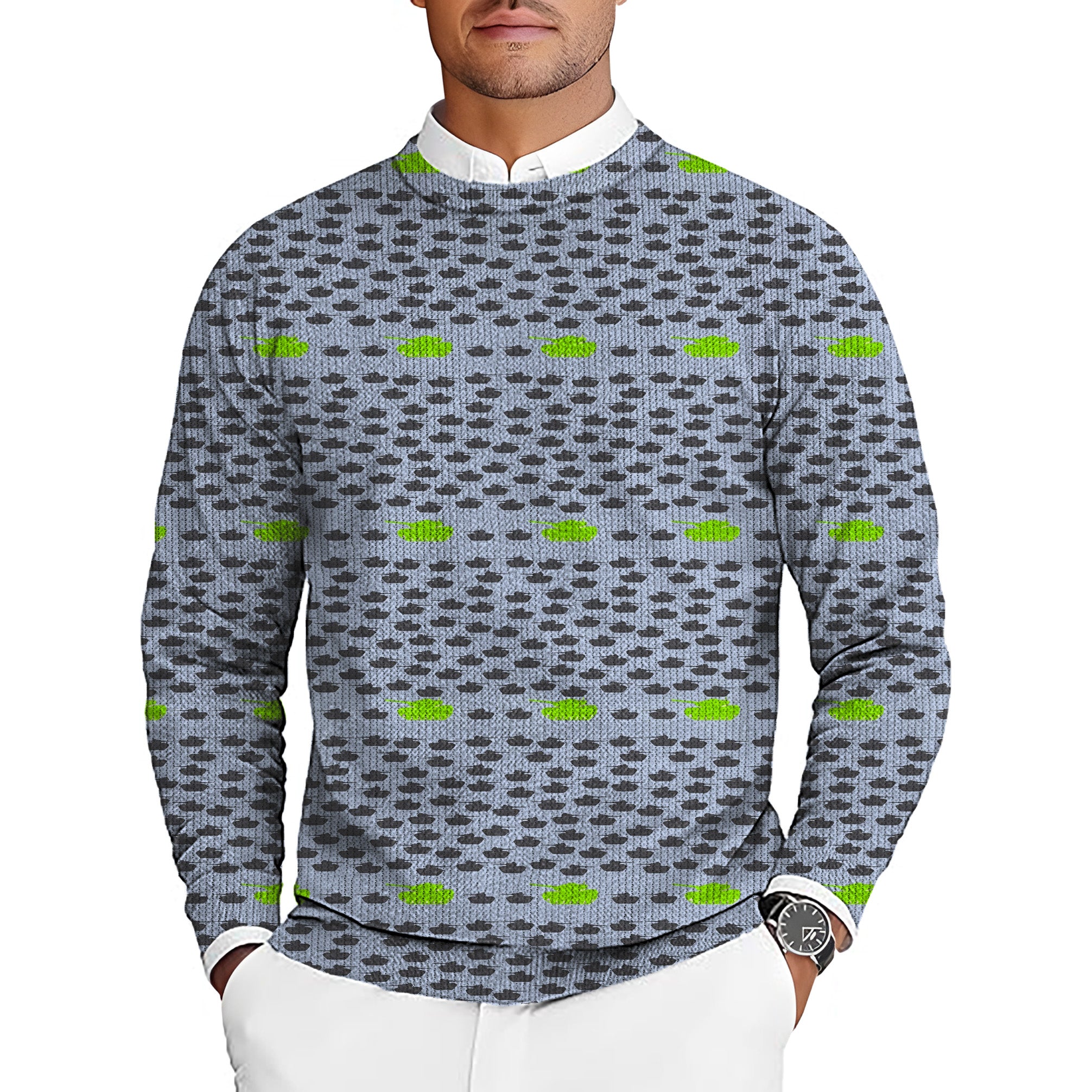 Tank Group Men's Golf Crewneck Pullover Sweaters Ugly Sweater