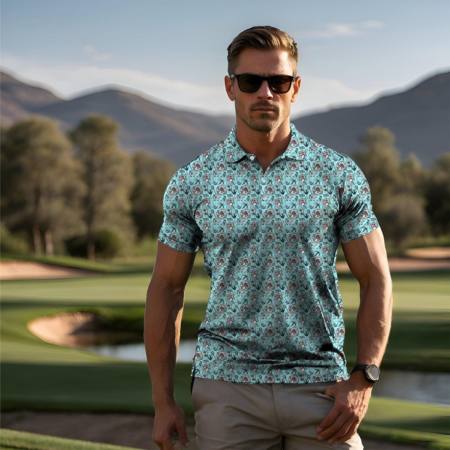 Men's Blue Tropics golf polo