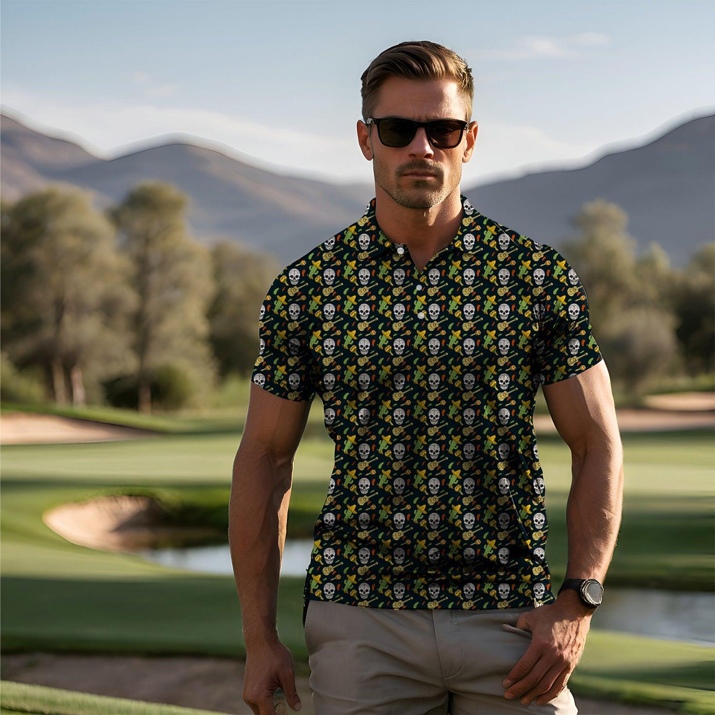 Cactus and Skull Men's golf polo