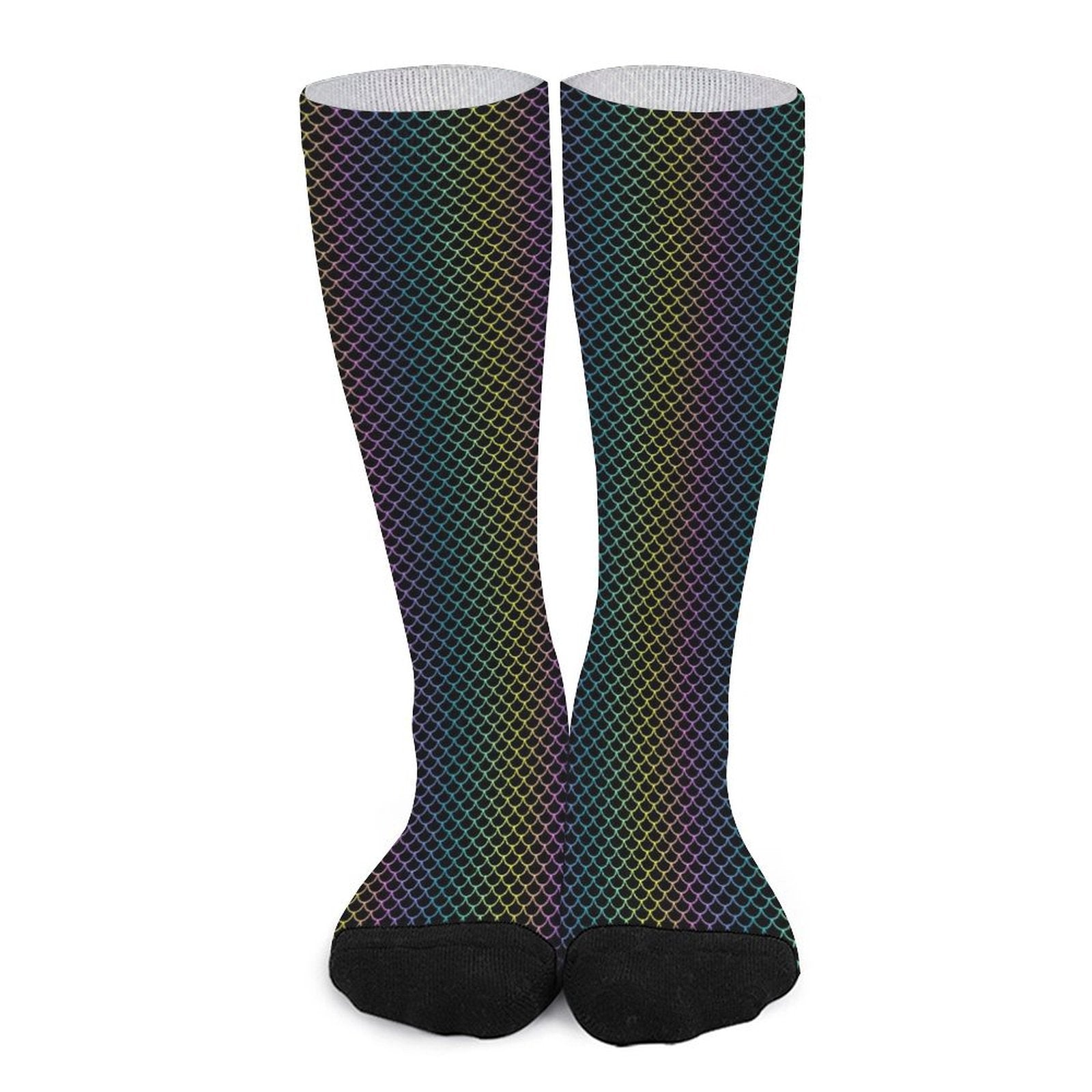 Fish scale gradient color Prined socks Gifts for Men Women