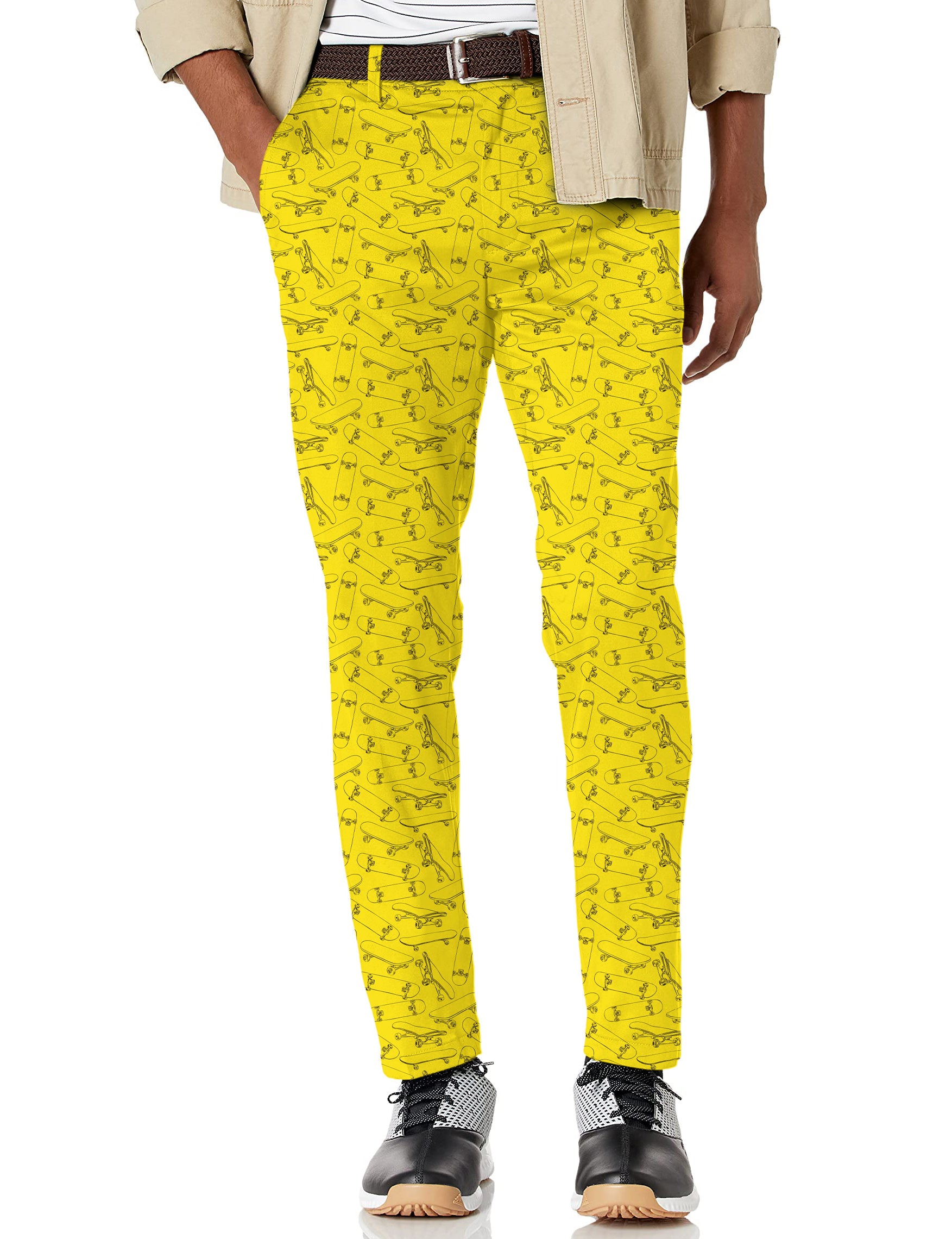 Men's Yellow Skateboard Stretch Golf Pants