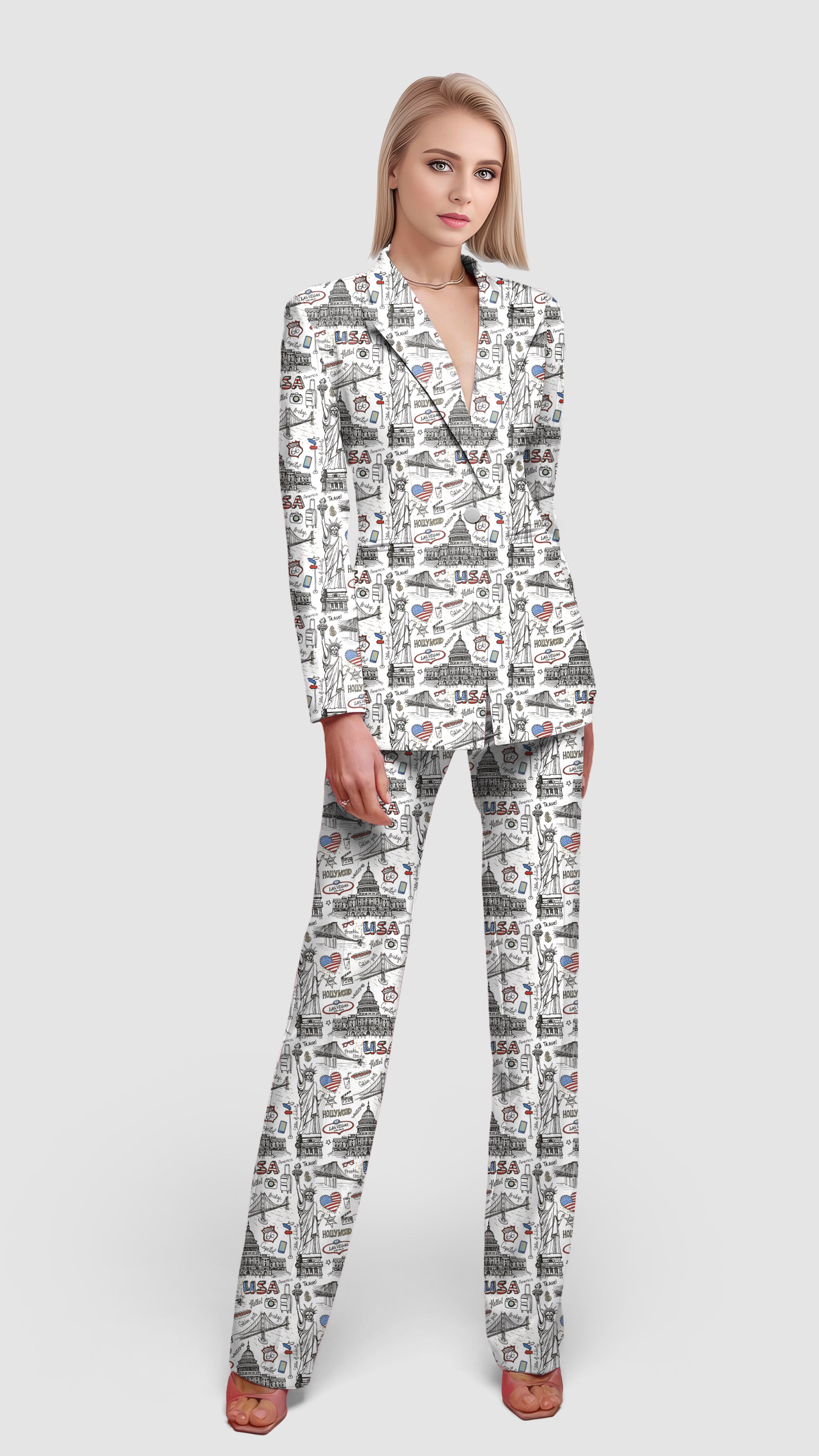 The Statue of Libertyl-Women's Blazer Casual Work Office Blazer Suit set
