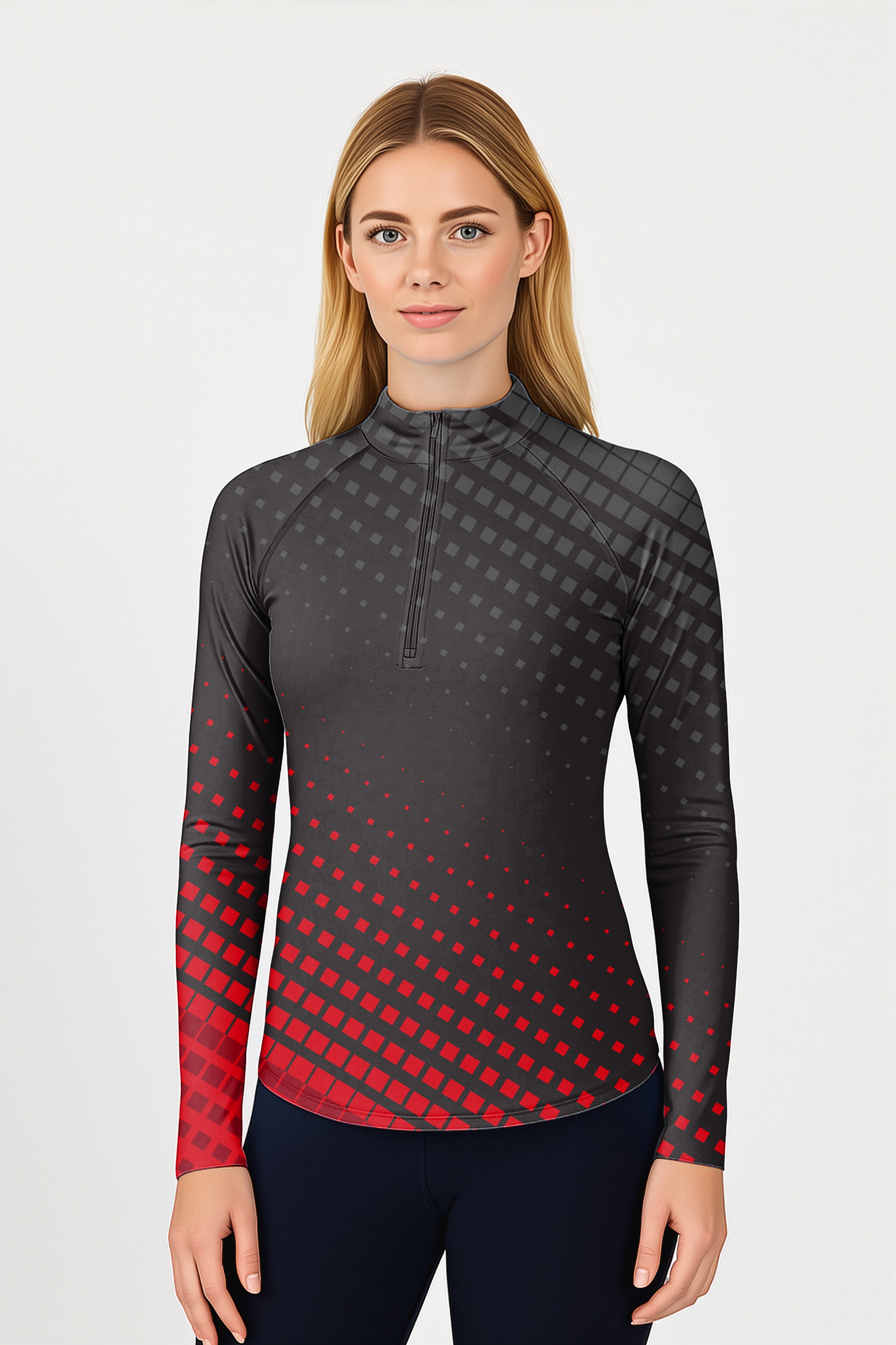 black red sport Team  Women's Golf Active 3/4 Zip Top