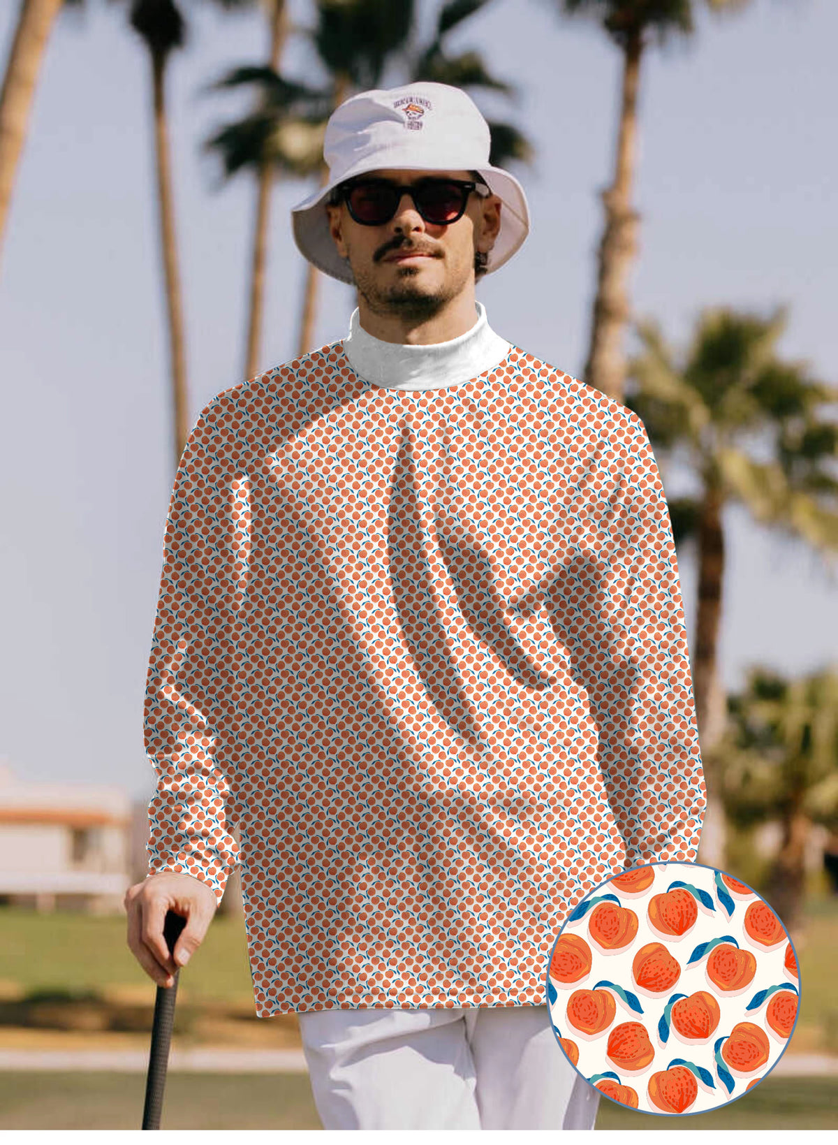 Men's momo peach Mock Neck Long/Short Sleeve Golf Tops