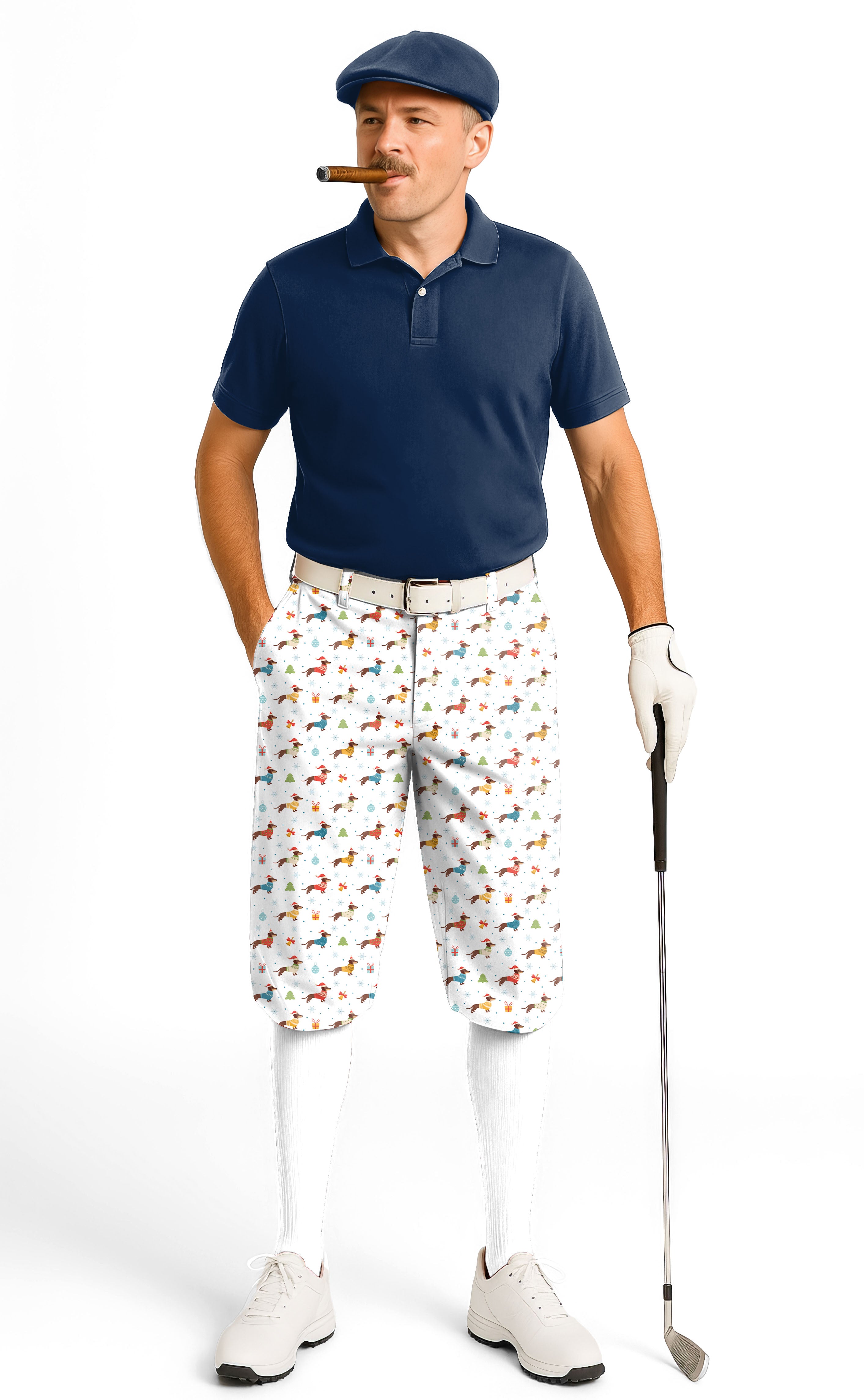 Christmas Dachshund colorful Men's Golf Knickers Pants