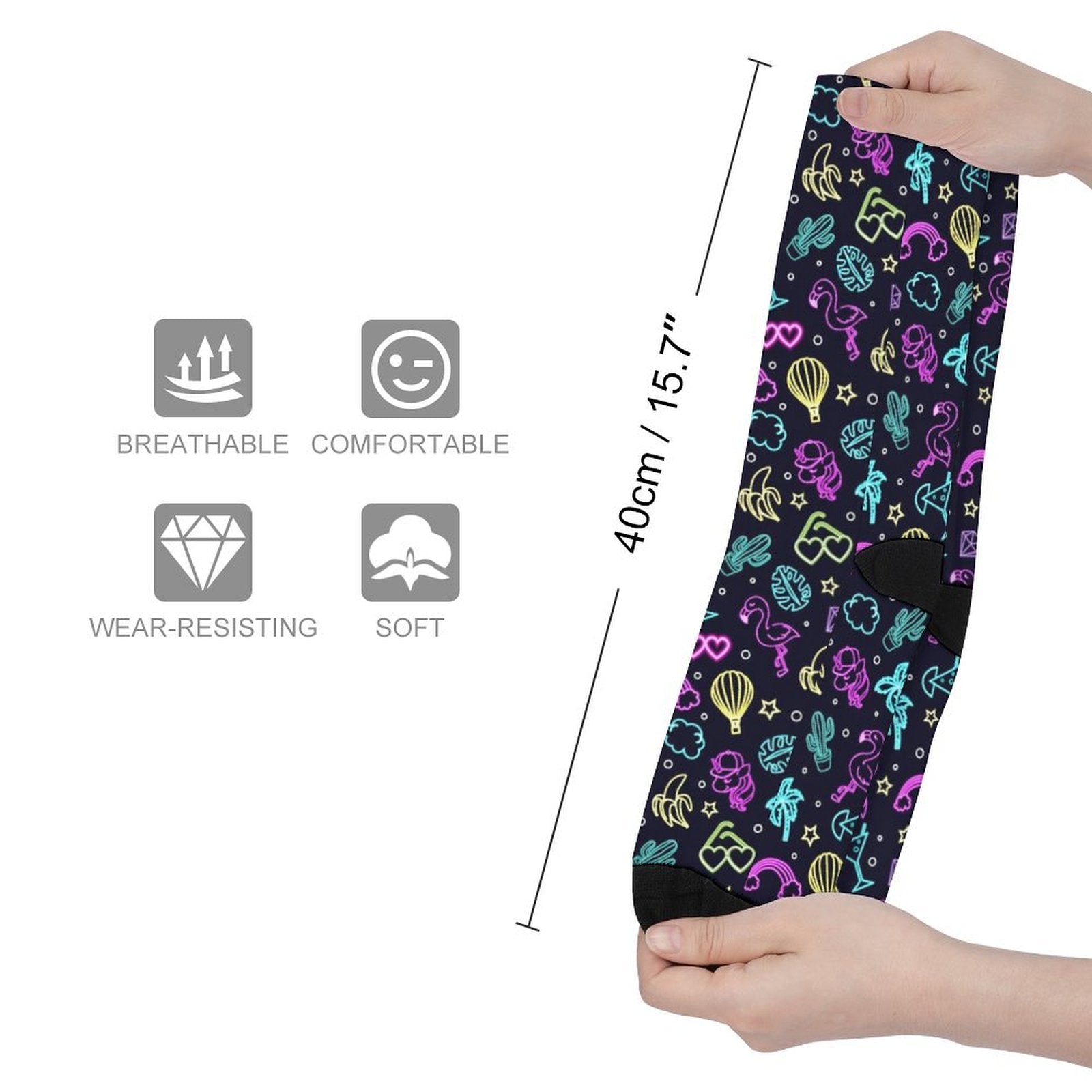 Neon Flamingo tropic Prined socks Gifts for Men Women