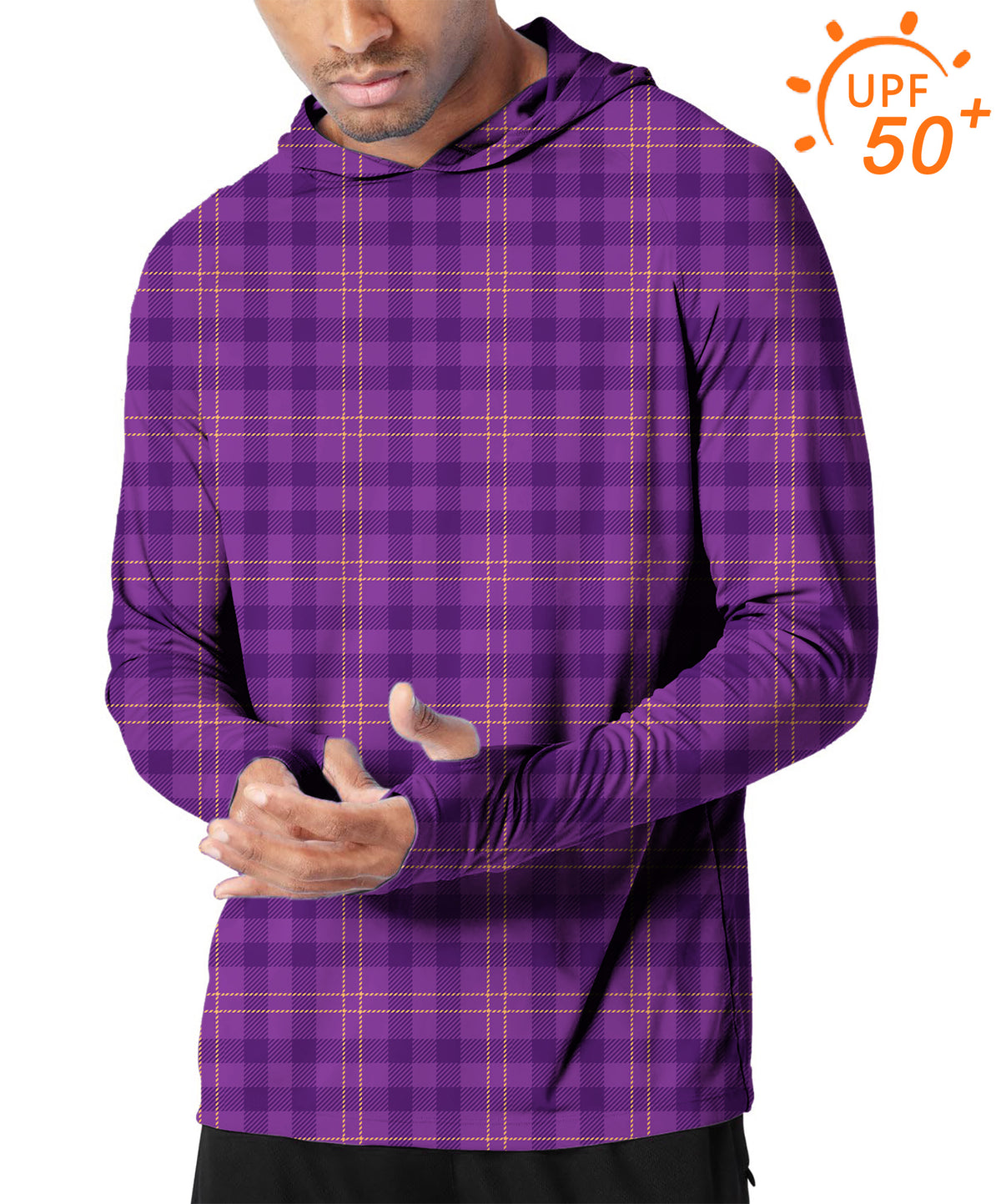 Men's Outdoor Halloween purple plaid Golf Sun Protection Loose Fit  hoodies