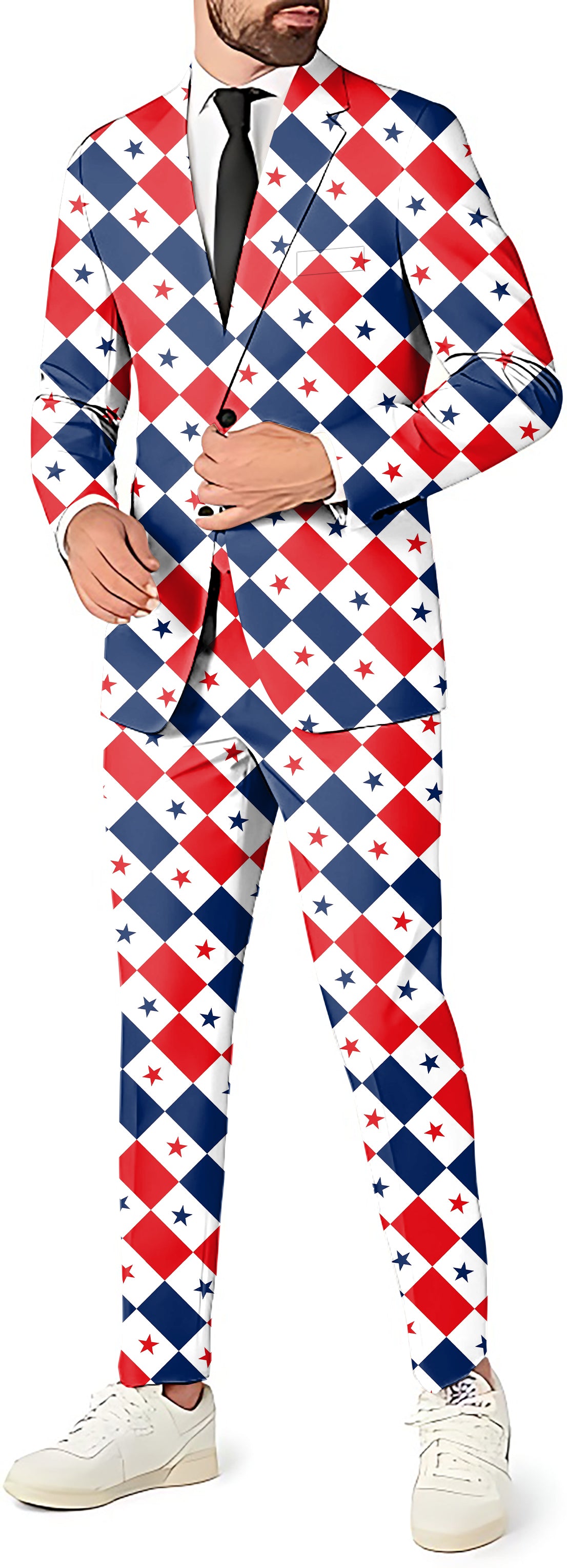 Argyle US Star flag Men's Party Costumes-Theme Party 2 or 3pcs Suit set-Blazer Pants & Vest
