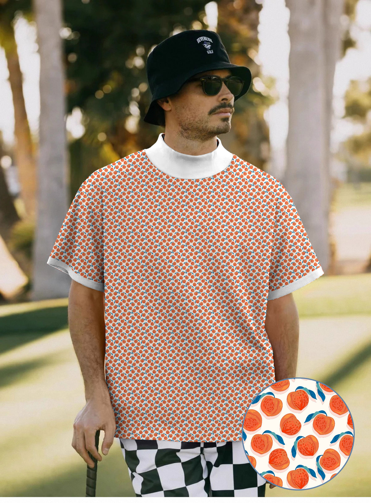 Men's momo peach Mock Neck Long/Short Sleeve Golf Tops