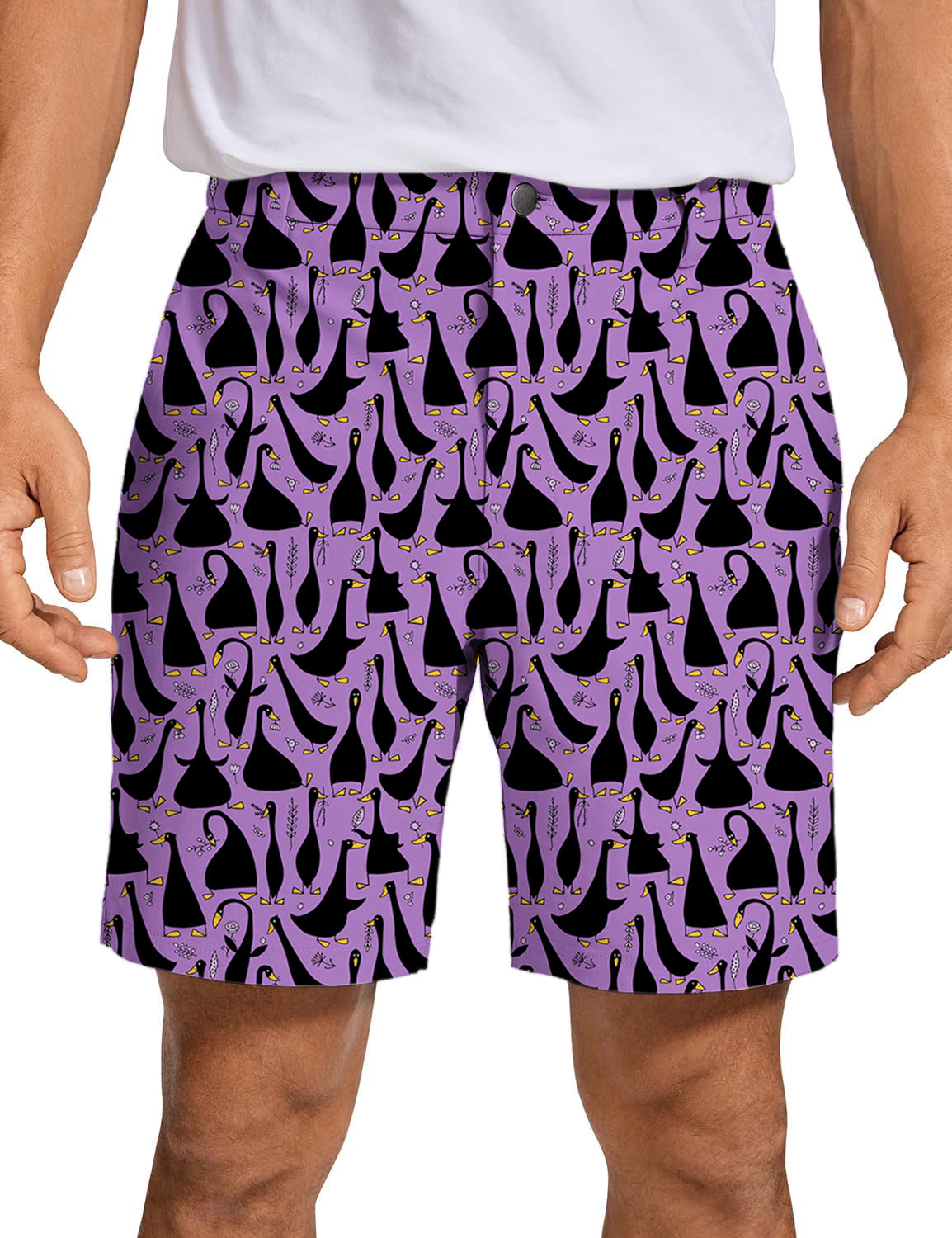 Men's Black Goose Purple Golf Shorts