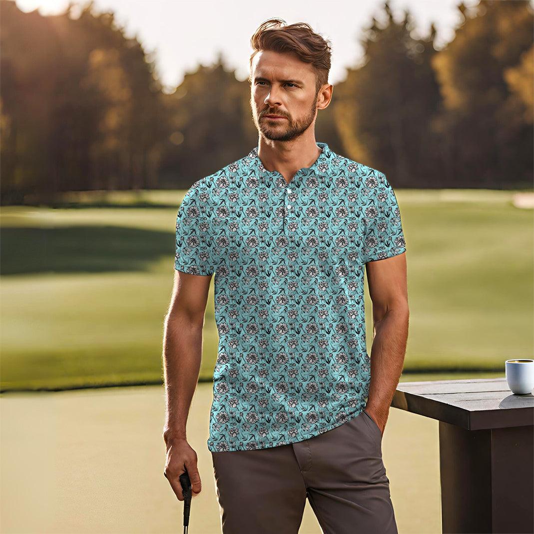 Men's Blue Tropics golf polo