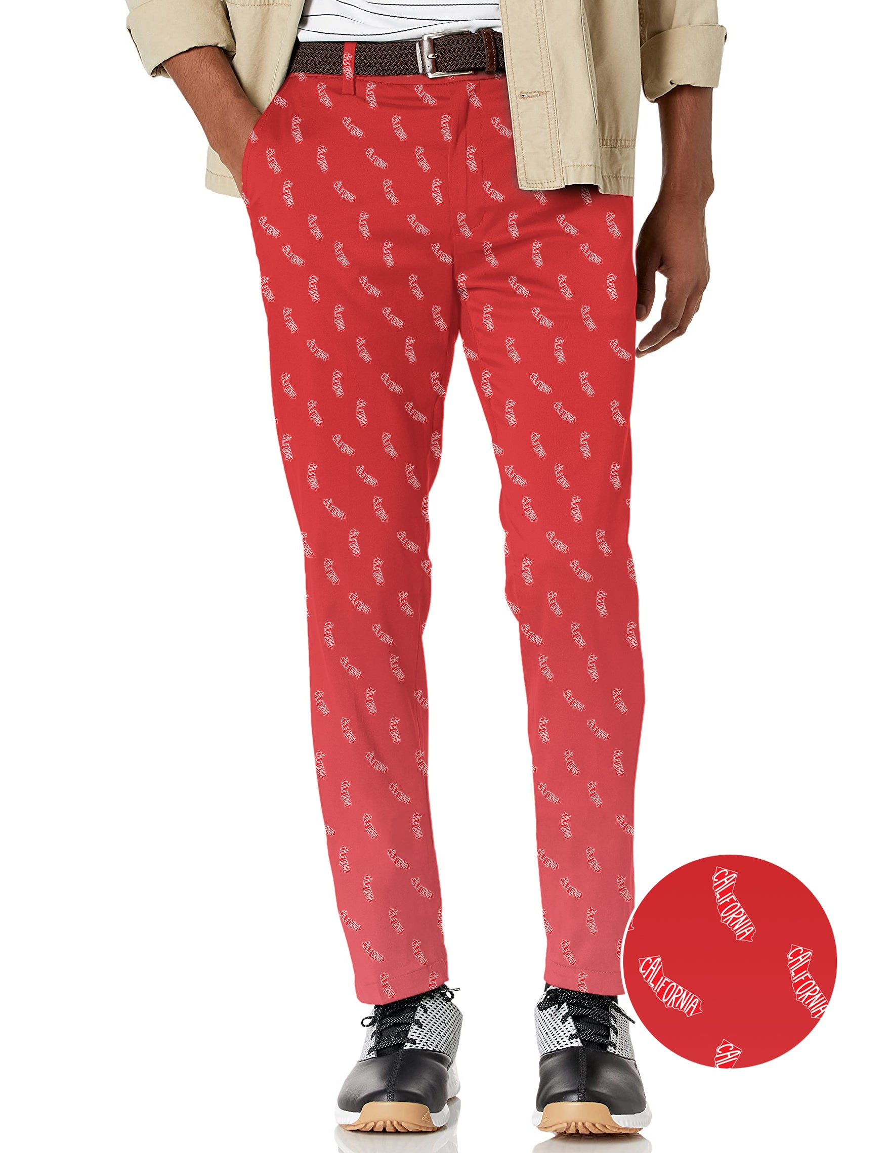 Men's Red California Stretch Golf Pants