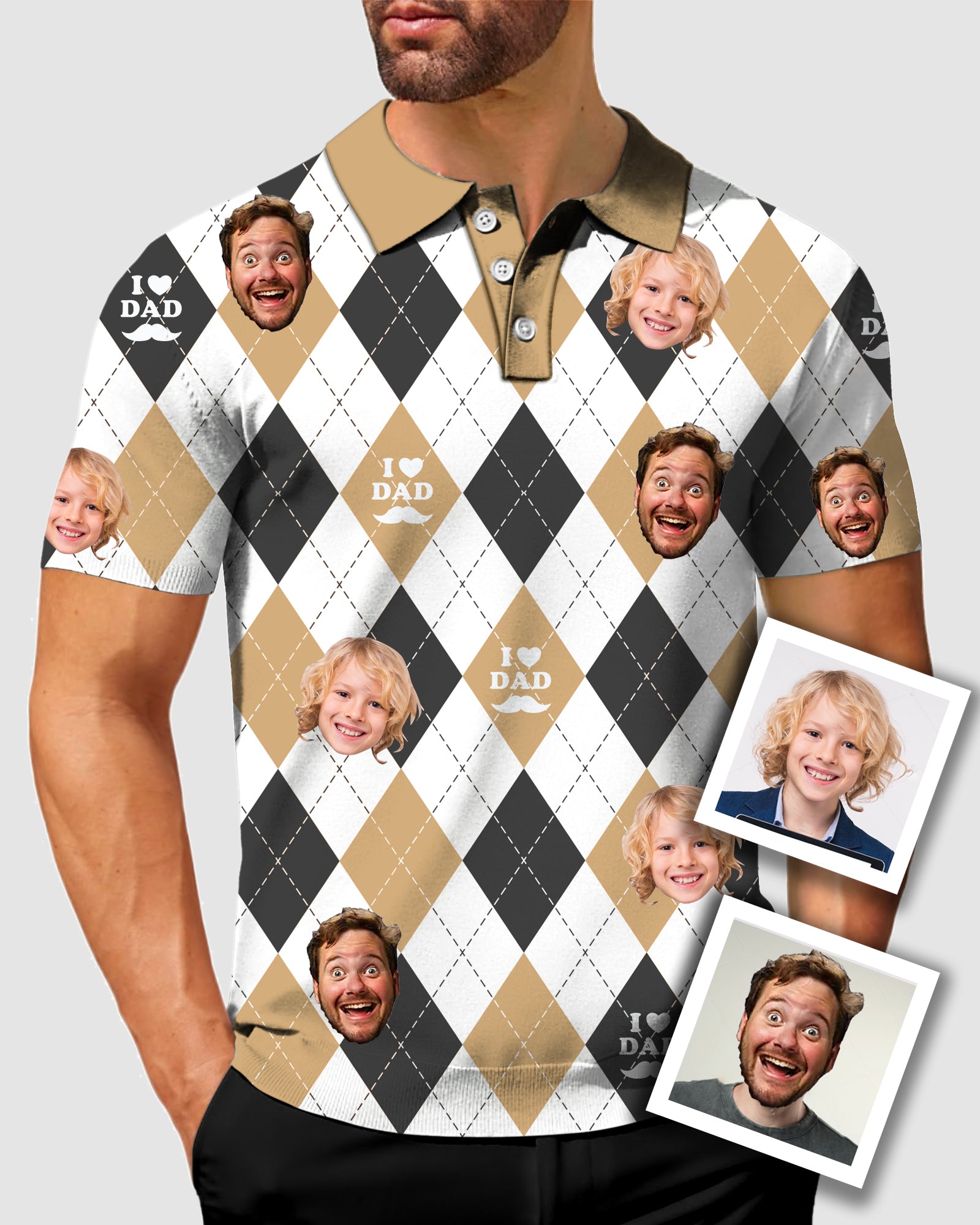 Men's To My Dad Custom Face Men's Golf Polo Father's Day Gift Polo