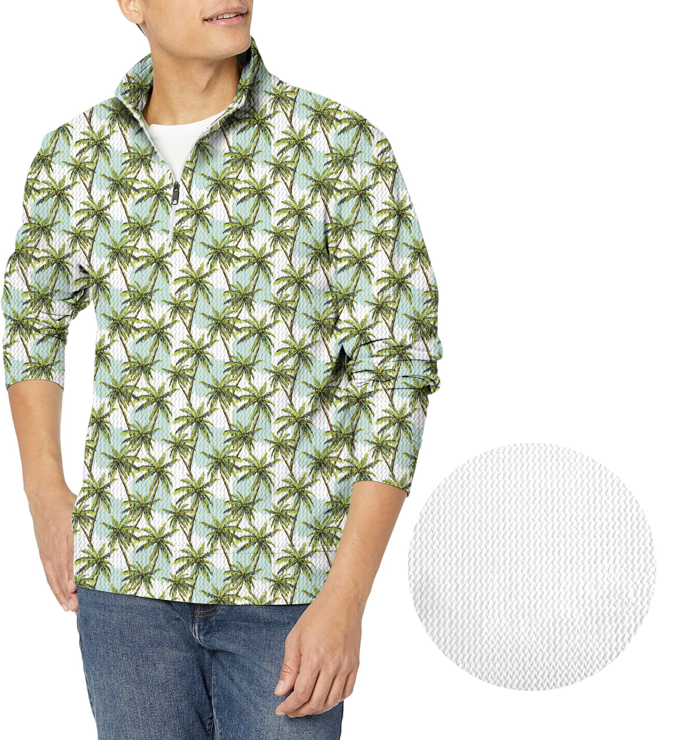 Coconut trees-Men's Golf Waffle Zipper Pullover