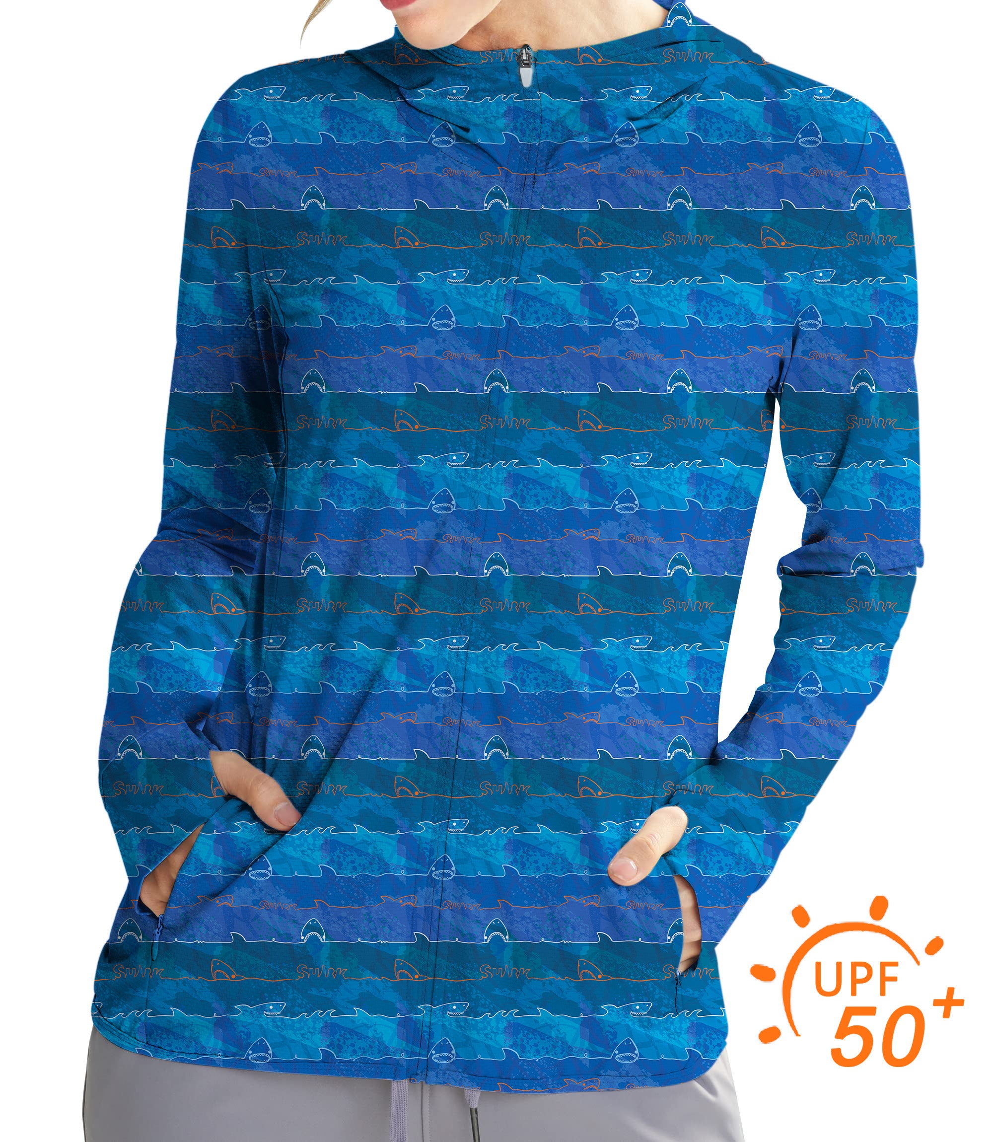 Women's Outdoor shark Golf Sun Protection Slim Fit zip hoodies