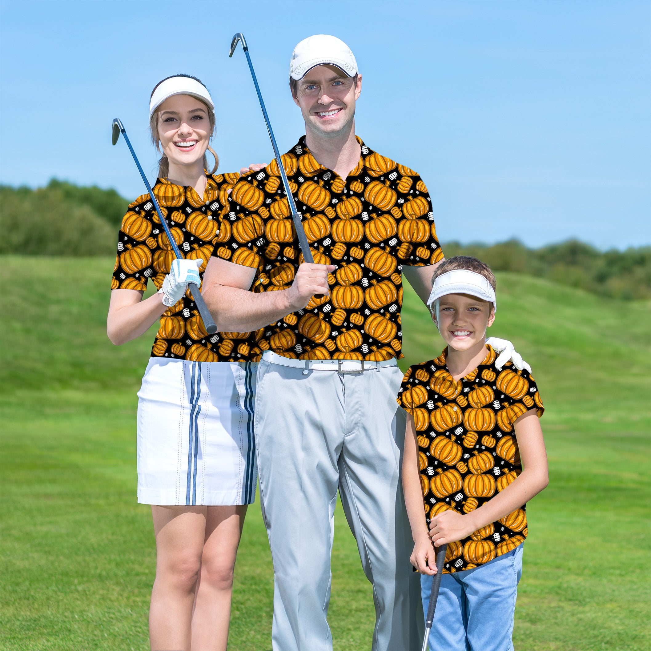 Family Halloween Pumpkin Family set Golf Championship Trophy tournament