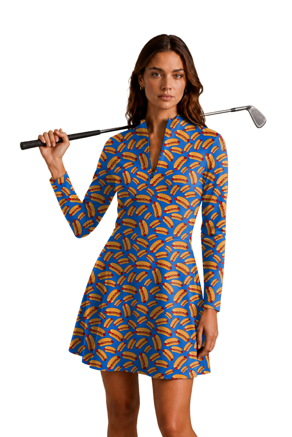 The Dogs Women's Golf Long Sleeve Zipper Dresses Comes with separate matching shorts