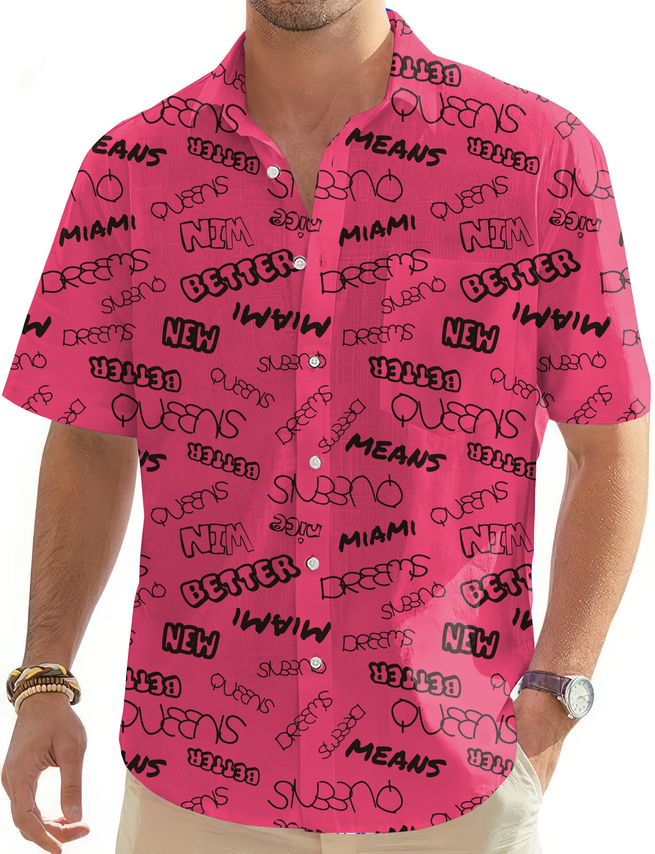 New Better Miami Men's Golf Hawaiian Shirts Button Down Shirt