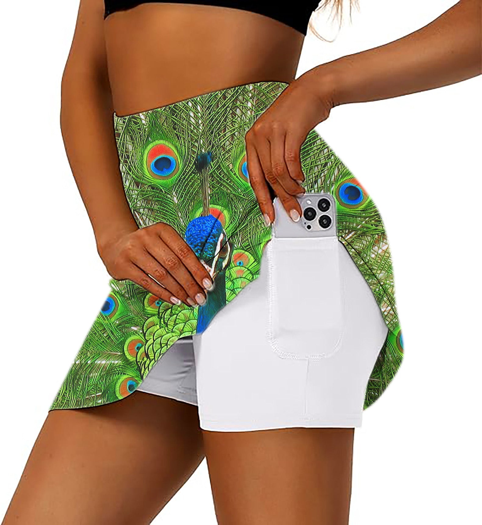 Women's peacock flaunting its tail Golf Skirts Inner Shorts Pocket