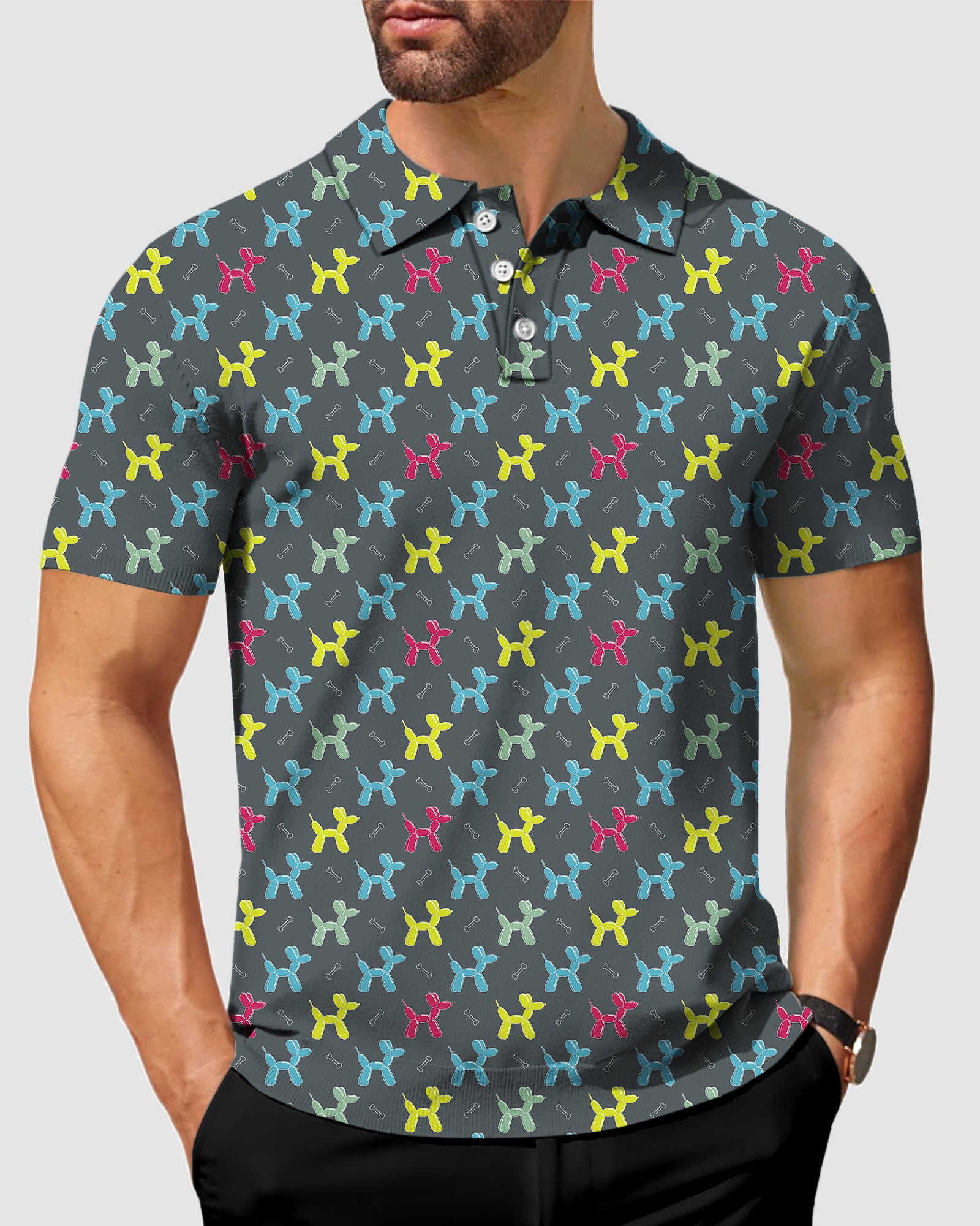 Men's Colorful Balloon Dog Polo