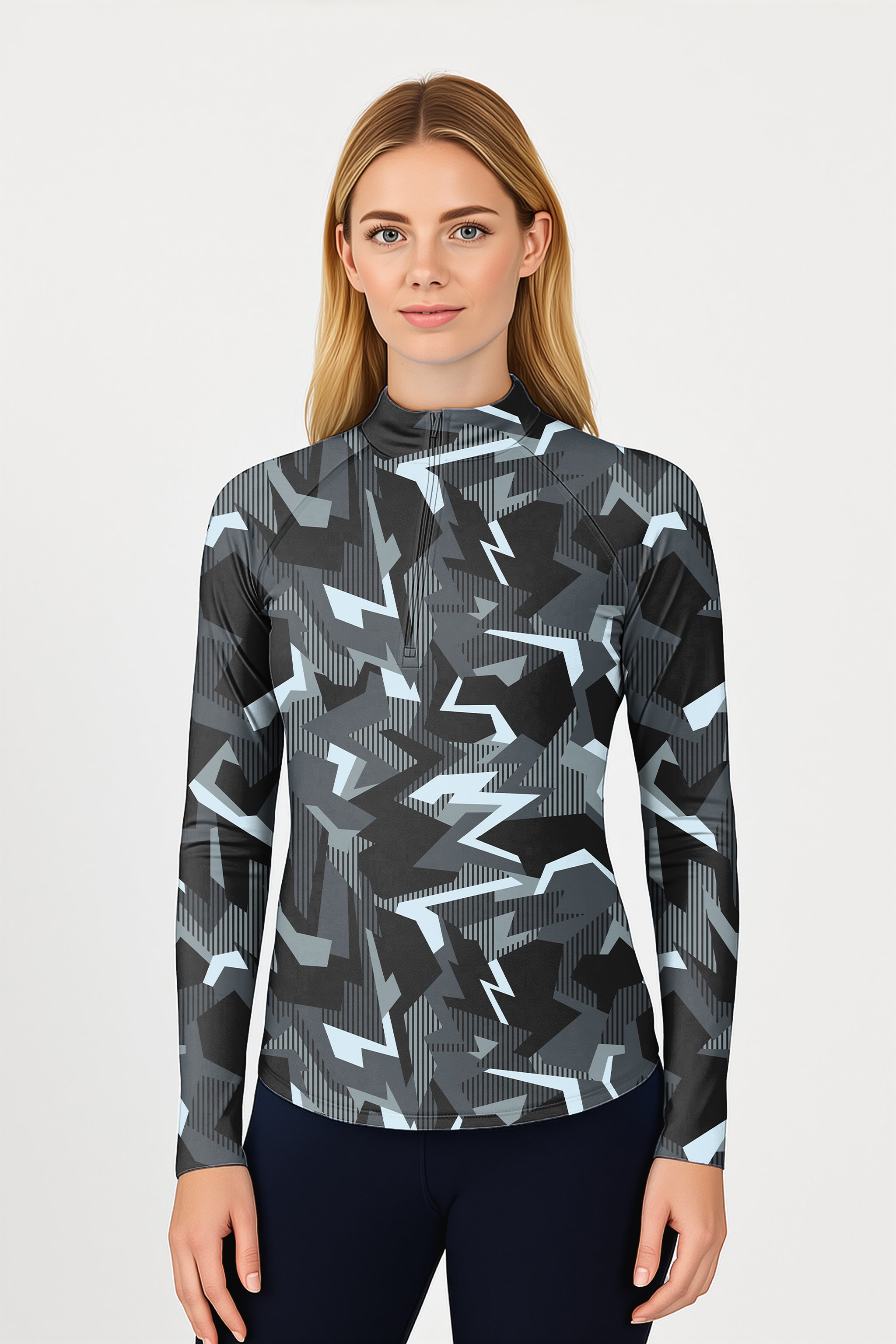 Graphite Glitch Women's Golf Active 3/4 Zipper Top Long Sleeves