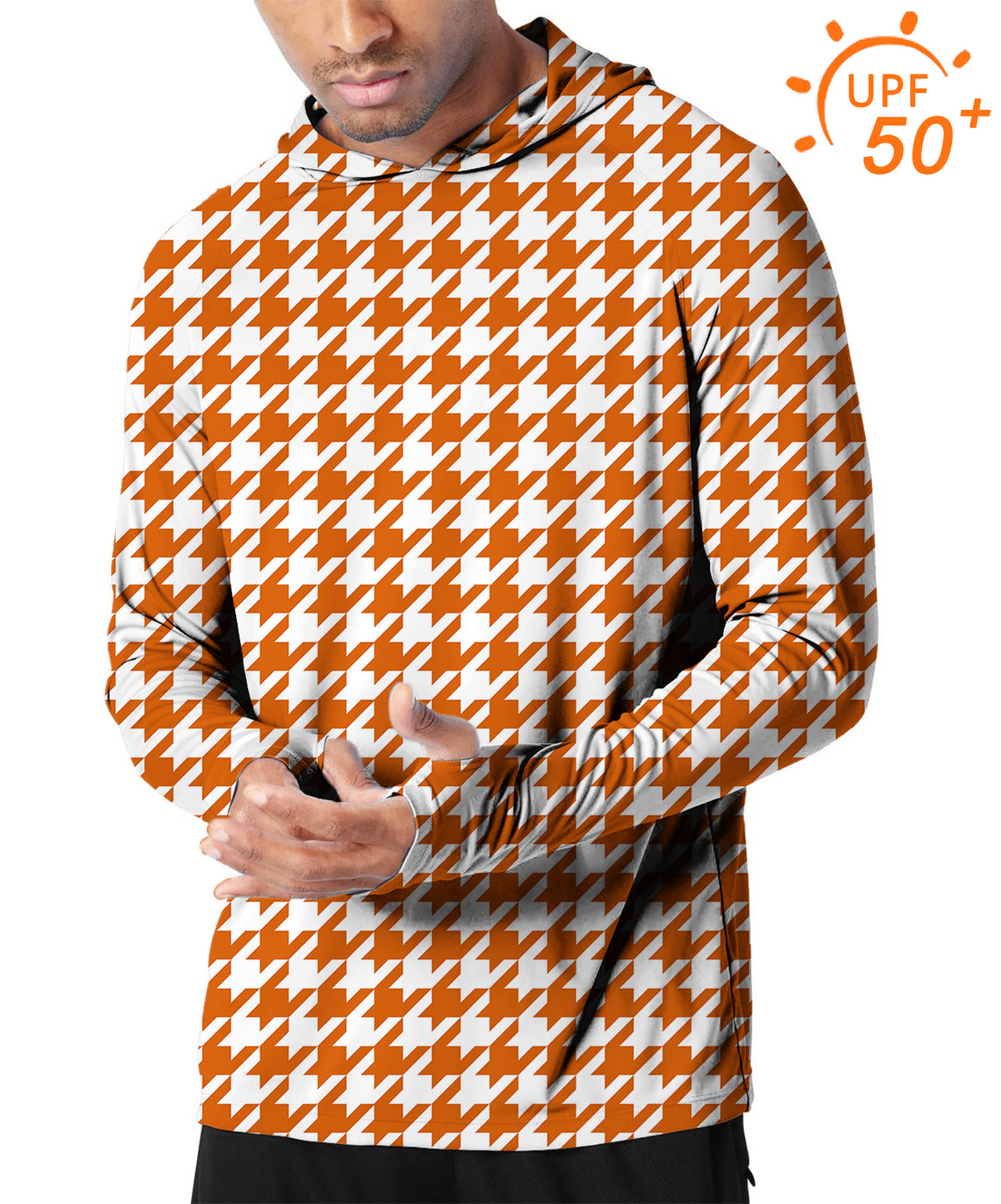 Men's Outdoor Halloween yellow and white houndstooth Golf Sun Protection Loose Fit  hoodies